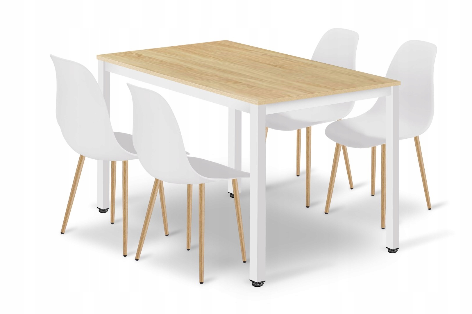 Sada stolu Tessa 120 cm x 60 cm dub bílé nohy 4 židle Wat bílé n