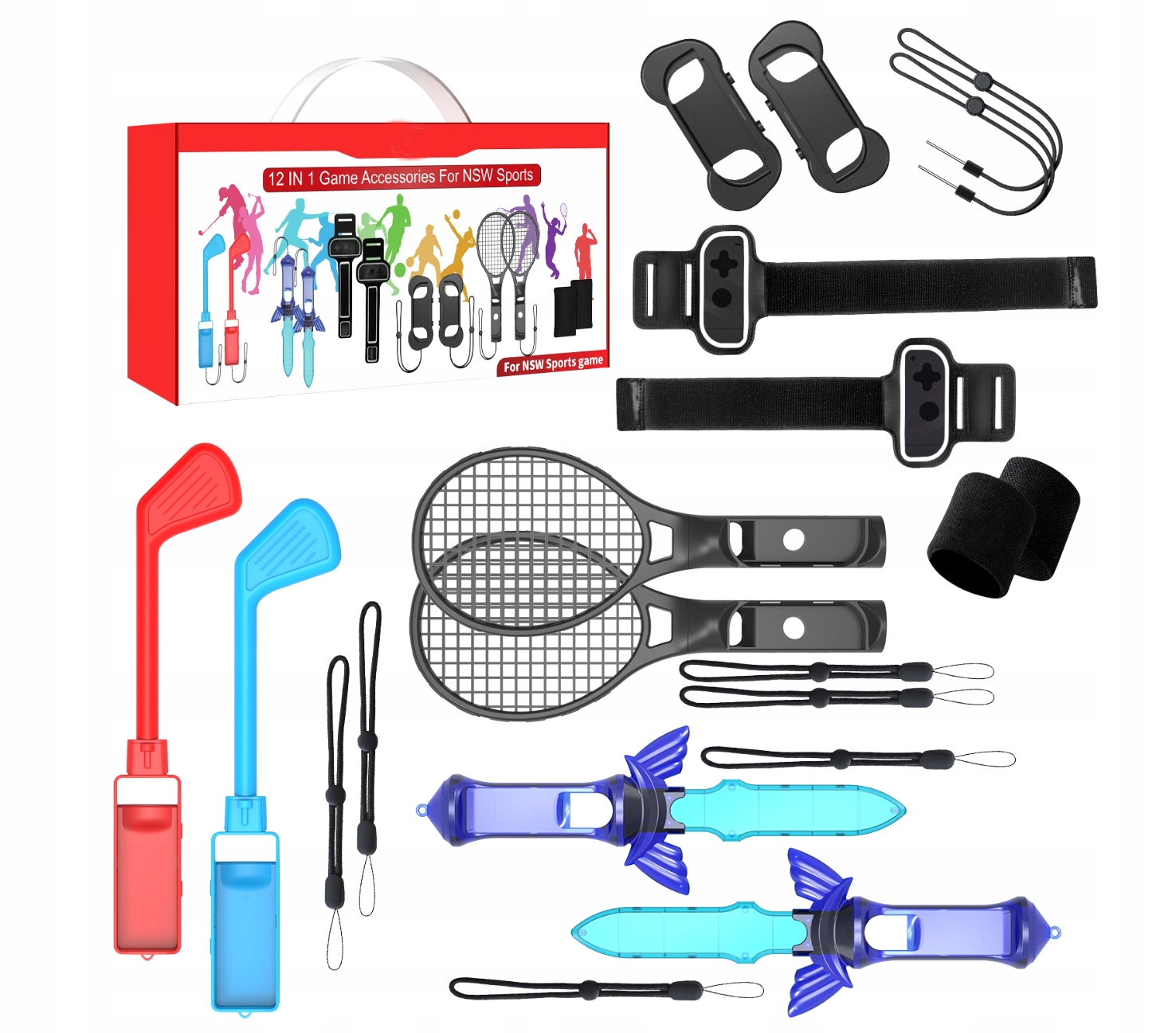 Zestaw 12x Akcesoria Uchwyty Sport do Nintendo Switch Oled Golf Tenis