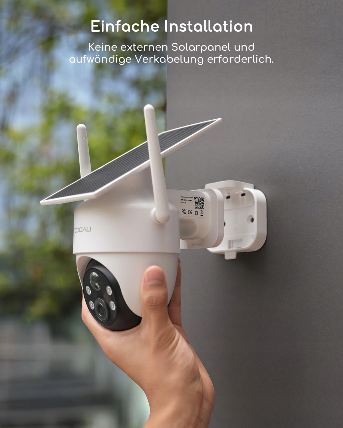 COOAU Kamera Zewnętrzna 2K Bezprzewodowa Solarna 360° Audio Alexa — miniatura 3