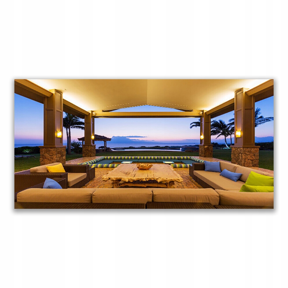 

Obraz akrylowy 140x70 Ogród Patio Palmy Na Ścianę