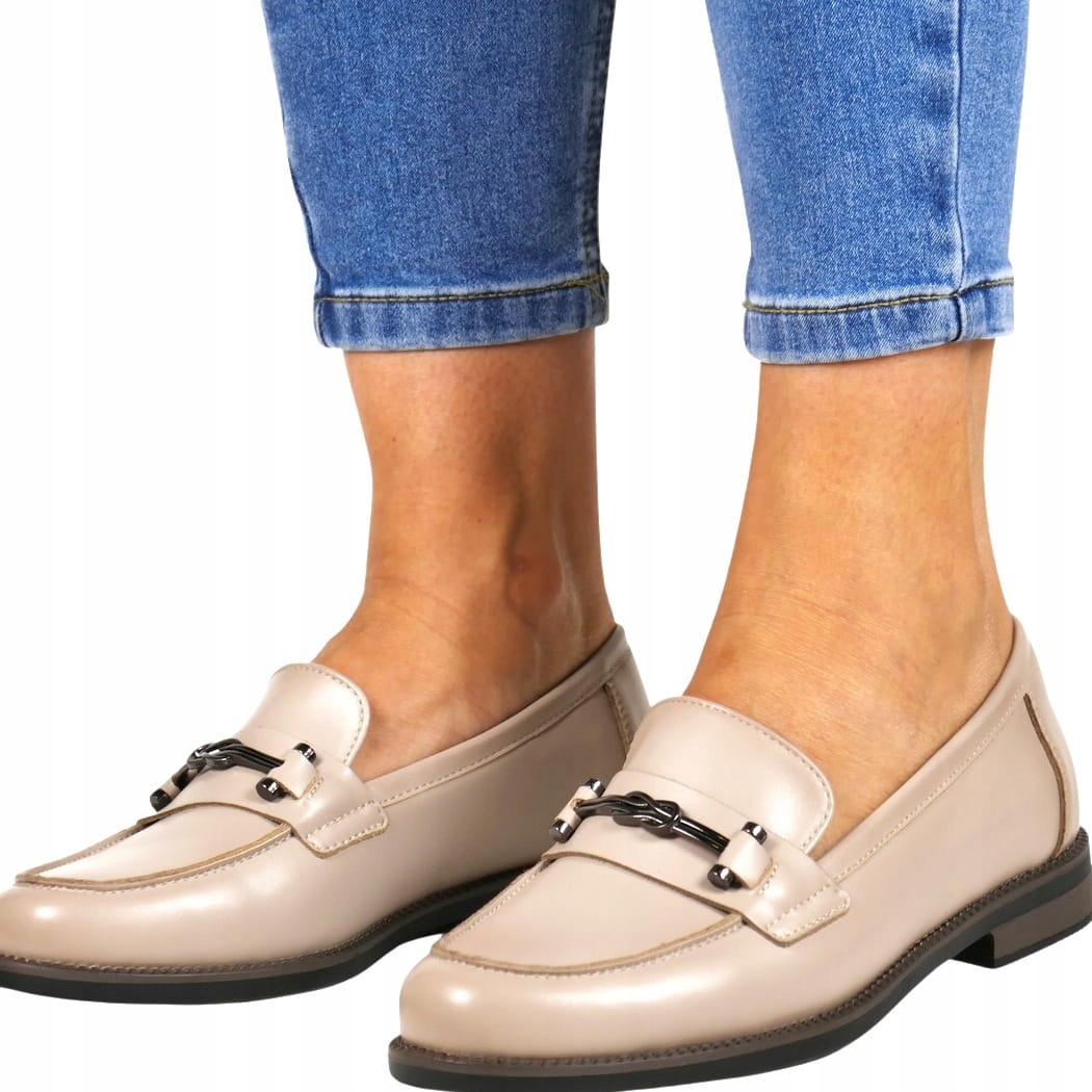 Dámské Mokasíny Z Kůže, Nazouvací Polobotky Béžové, Elegantní, Pohodlné, Velikost 39