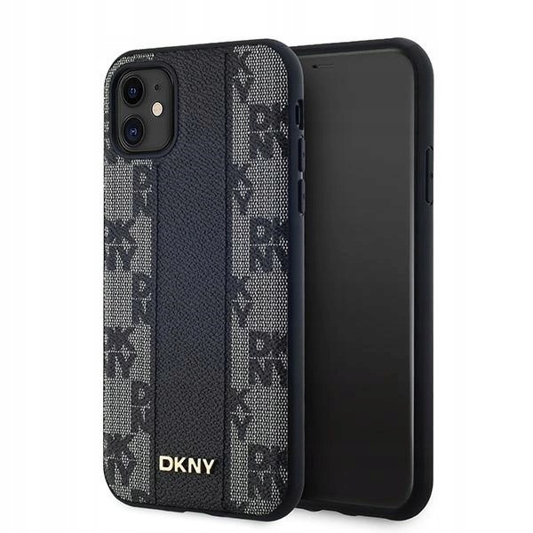 Etui Dkny Leather Checkered Mono Pattern MagSafe na iPhone 11 Xr czarne