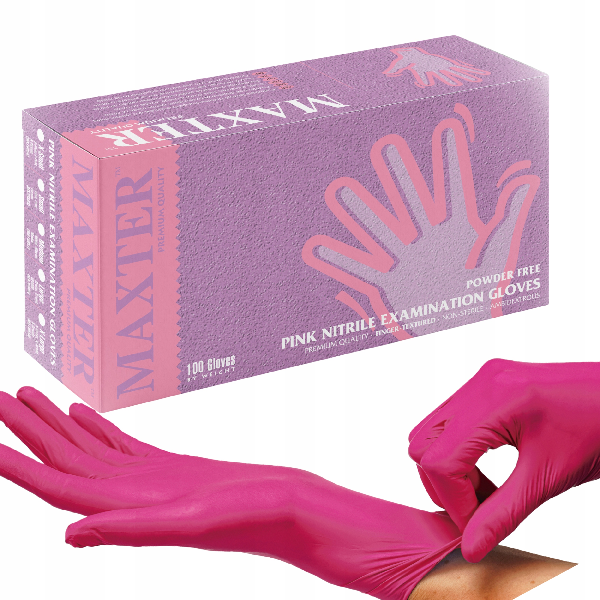 

Rękawice rękawiczki Nitrylowe Różowe Maxter Xs