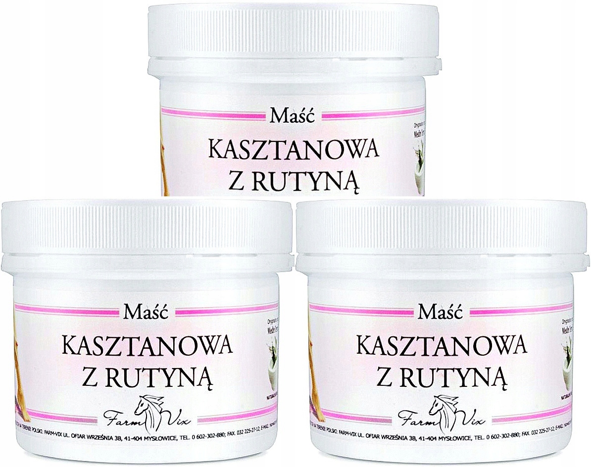 

Maść Kasztanowa z Rutyną 150ml zestaw 3x150ml