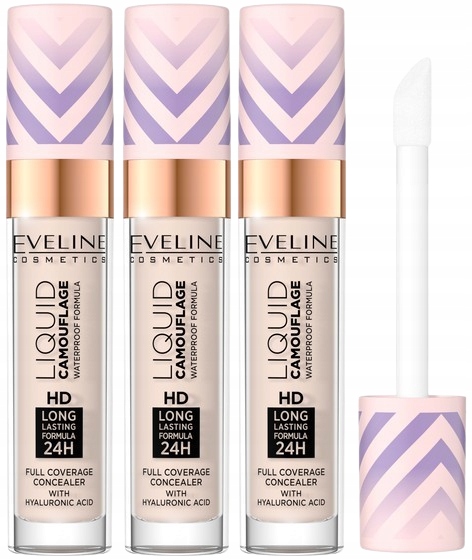 3 x Eveline Liquid Korektor na obličej Camouflage 01 Light Porcelain Jojoba