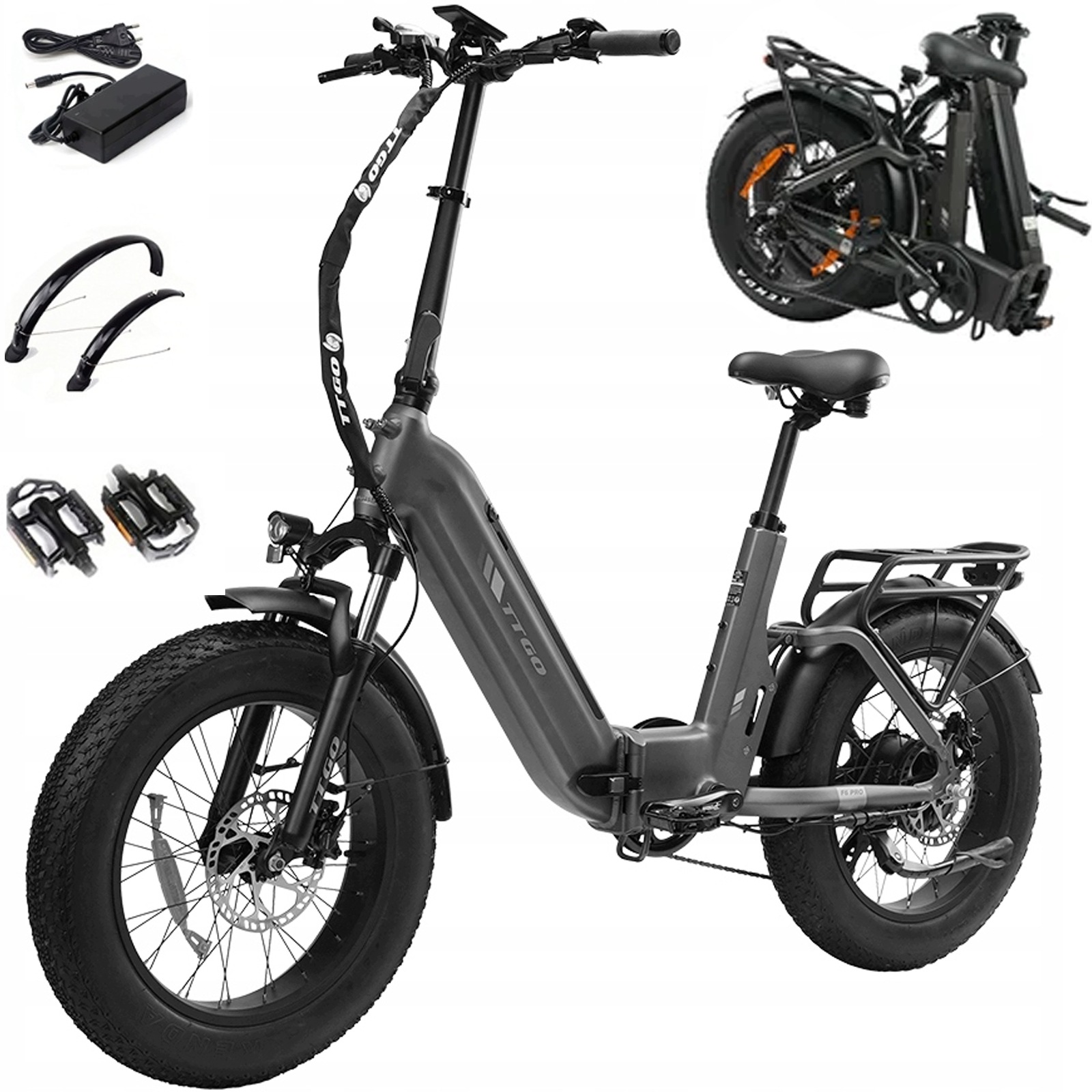 Rower elektryczny składany 20'' Ttgo F6 Pro 250W 48V18AH 25KM/H 140KM Miejski Nowy