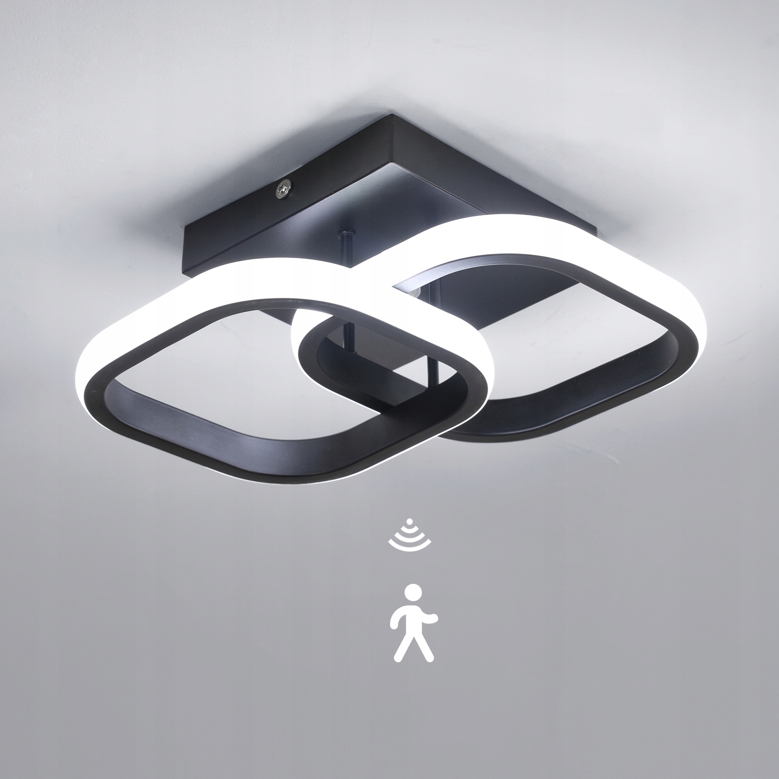 Lampa Sufitowa Z Czujnikiem Ruchu Lampa Wiszaca Czarna 6500K Nowoczesna