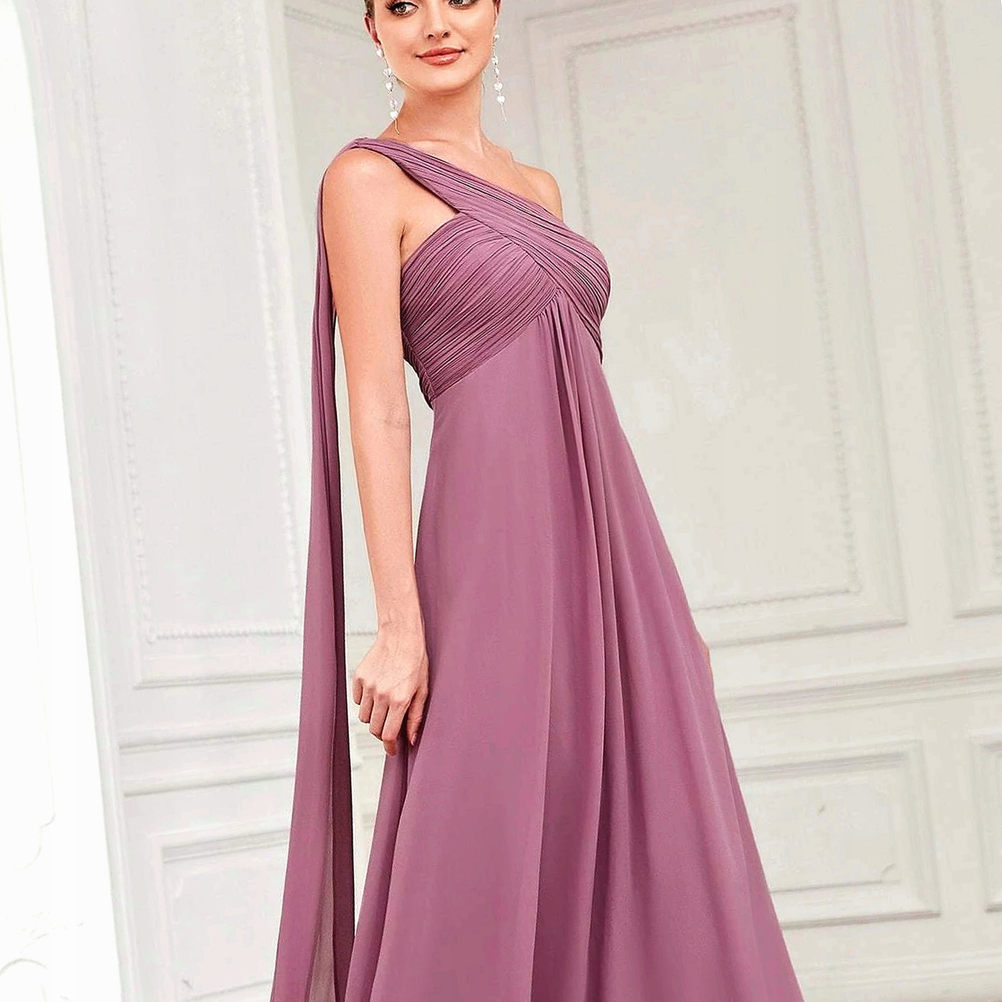 Šaty Drapovaný výstřih Dusty Pink 40