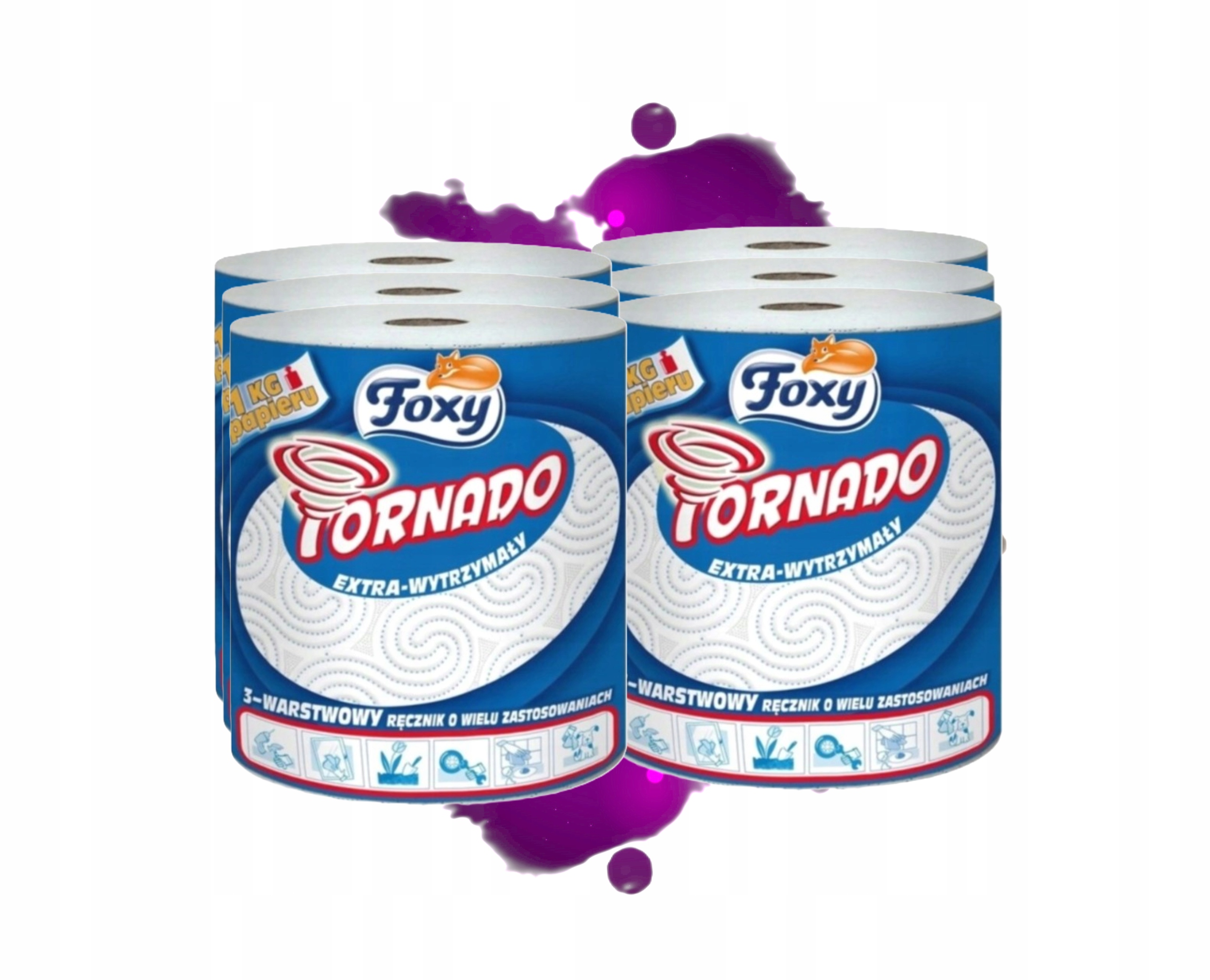 Ręcznik papierowy Foxy Tornado 3 warstwy, chłonny i wydajny