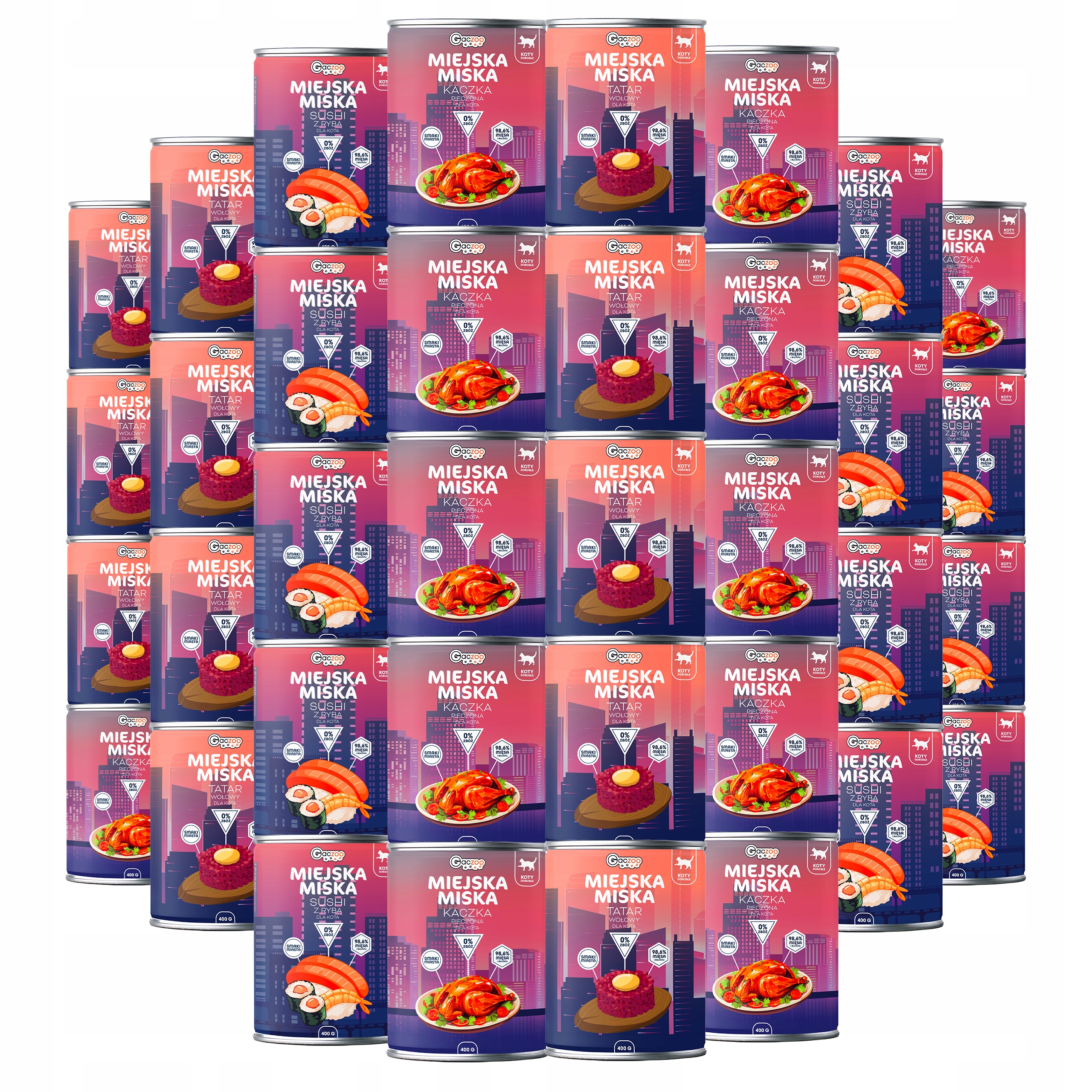 Krmivo mokré pro kočky Městská miska Gaczoo mix chutí 36 x 400 g