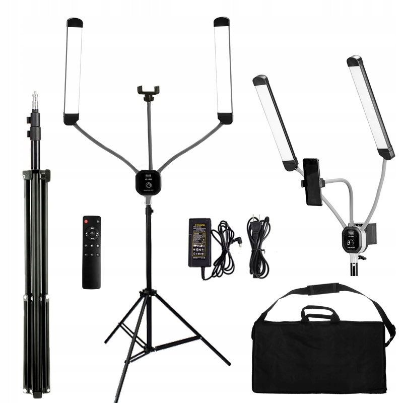 MOCNA LAMPA KOSMETYCZNA DO MAKIJAŻU 50W 150W LED GIĘTA DWA RAMIONA STATYW