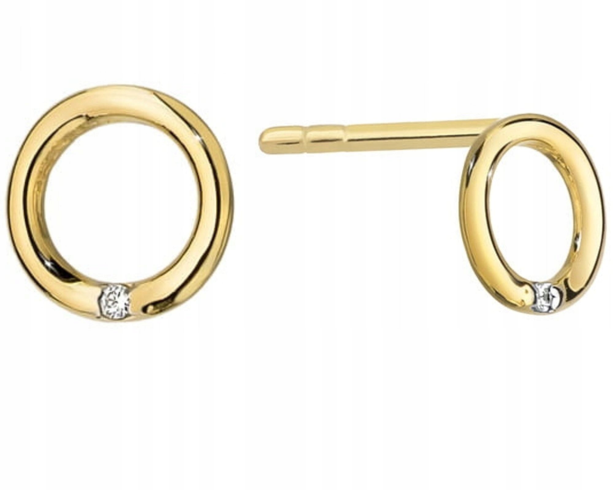 Zlaté náušnice s brilianty, kroužky, kolečka 585, diamant