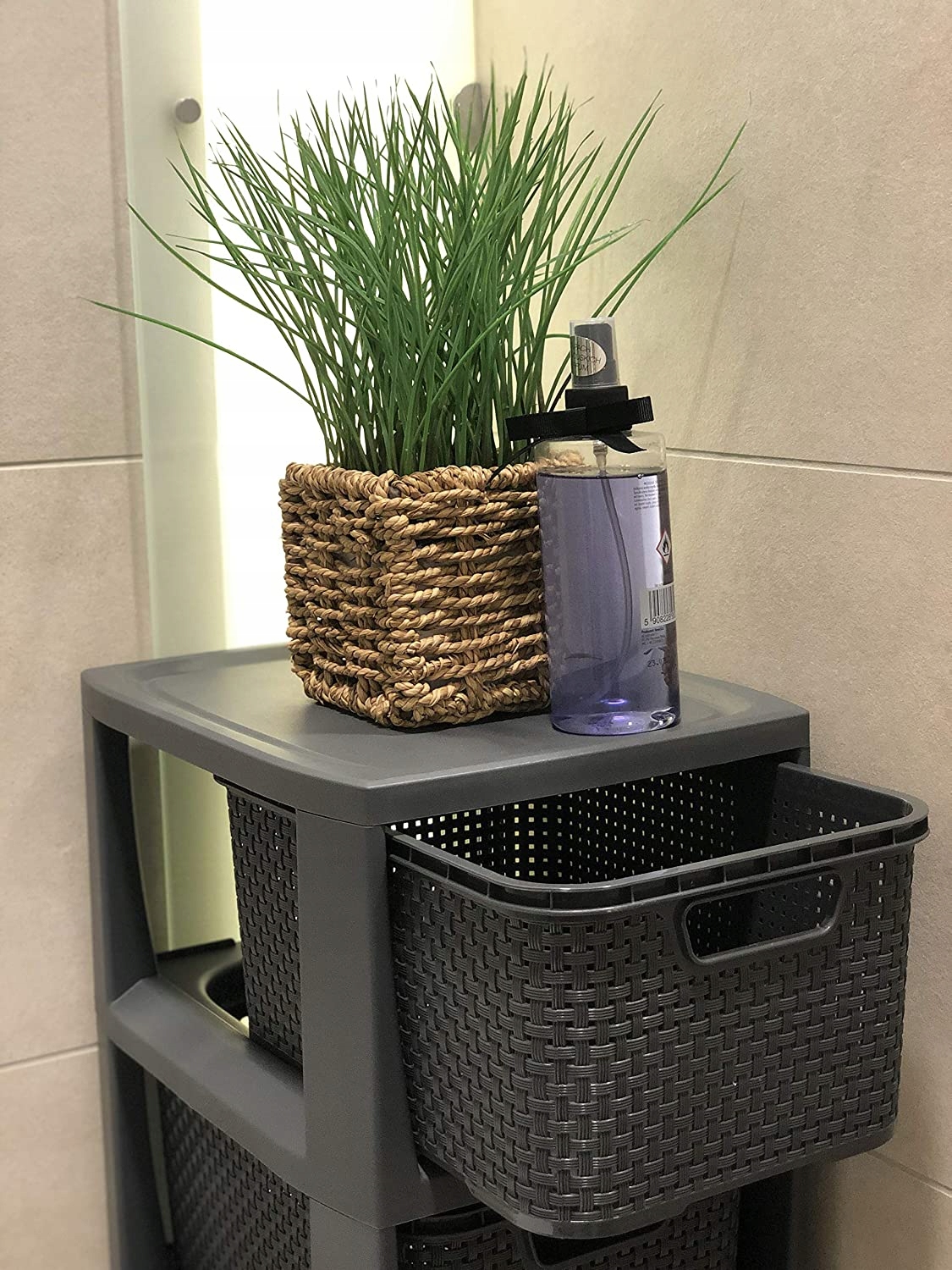 BRANQ - Regał łazienkowy - Rattan - 4x koszyki kosze - komoda słupek szafka Stan opakowania oryginalne