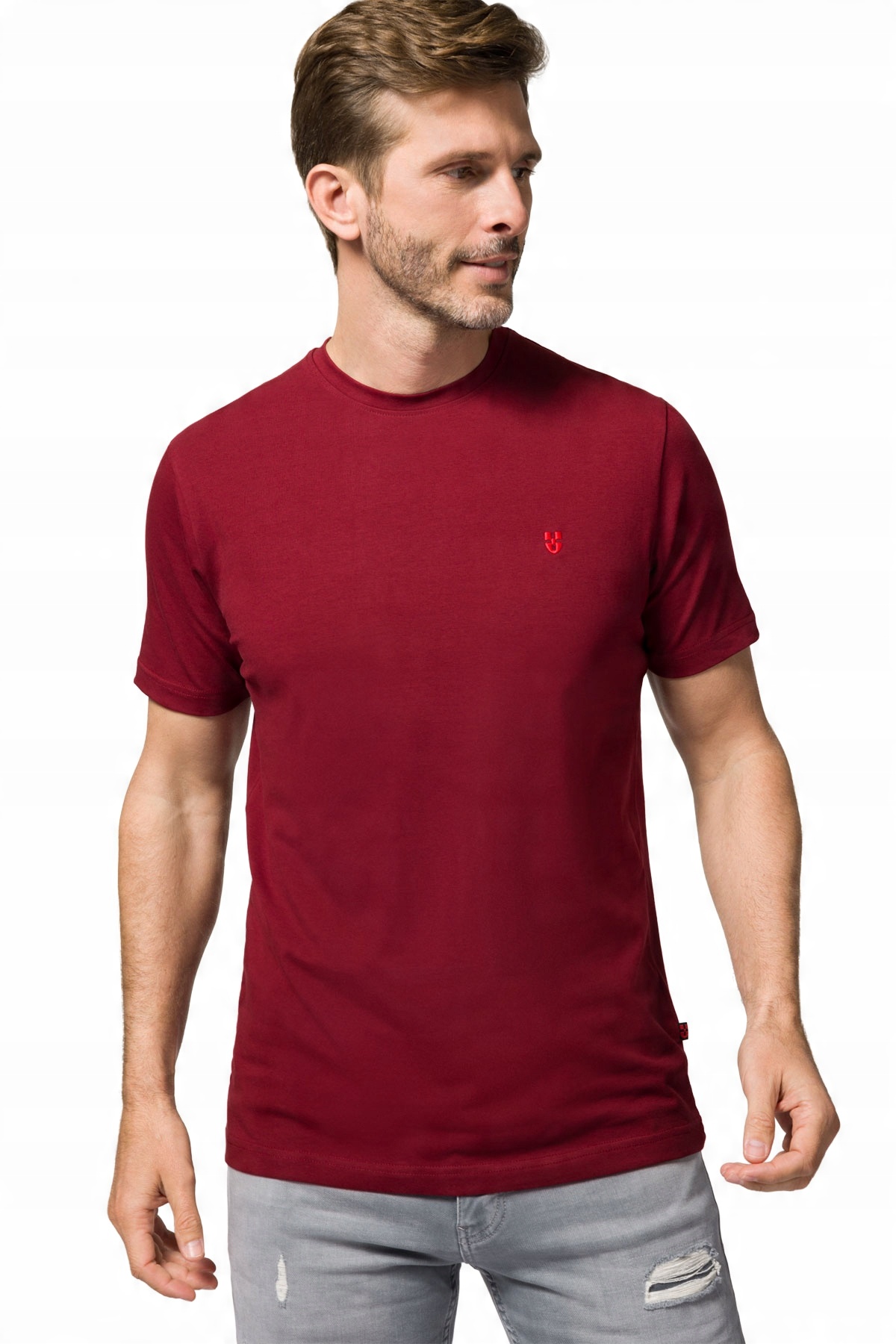 

Koszulka T-shirt Bordowa z Haftem Próchnik PM2 M