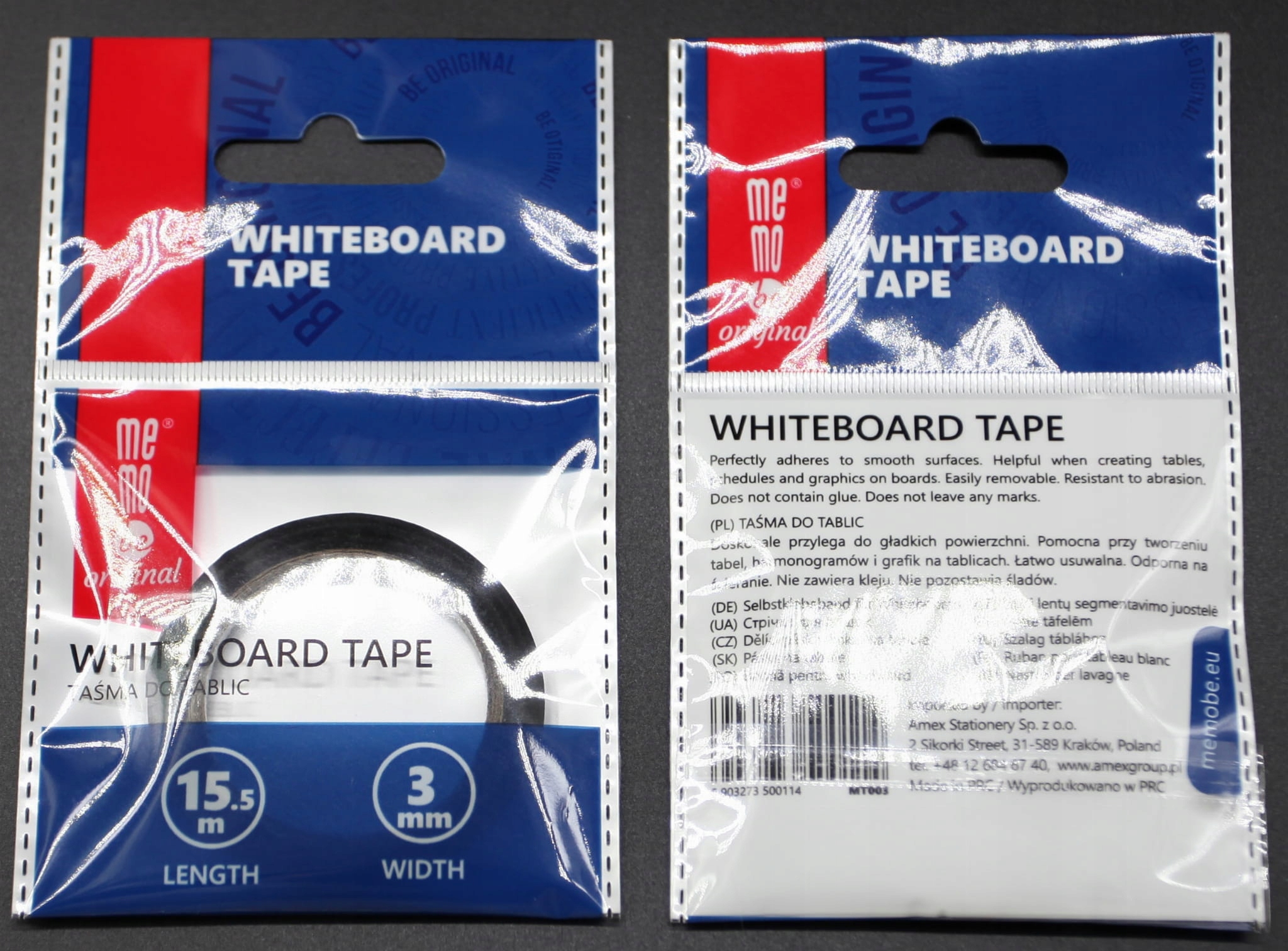 Taśma do tablic MEMOBE samoprzylepna 3mm x 15.5m Marka Memobe