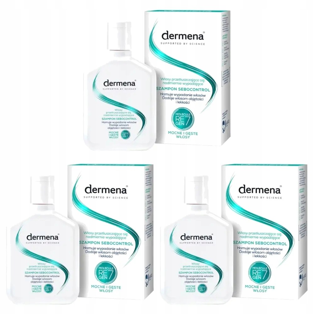 3x Dermena Sebocontrol, szampon do włosów tłustych, 200 ml