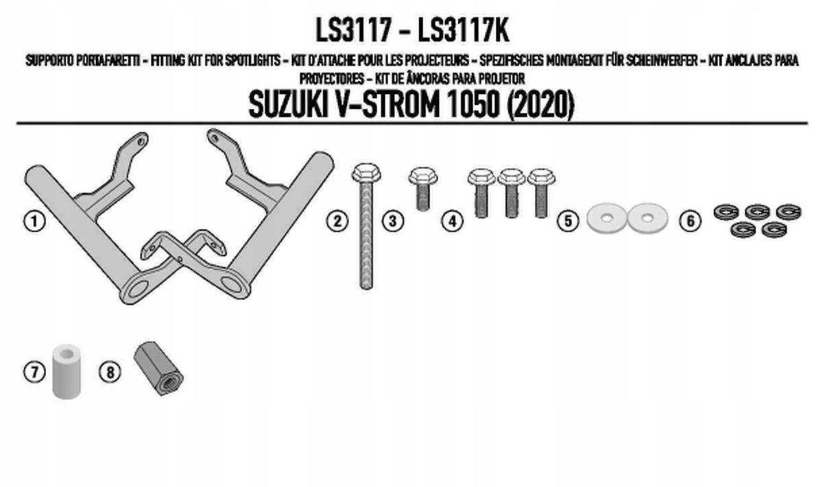 Kappa Upevnenie Halogenov KS310 A KS322 Suzuki V-Strom 1050 (20) Bez Použitia