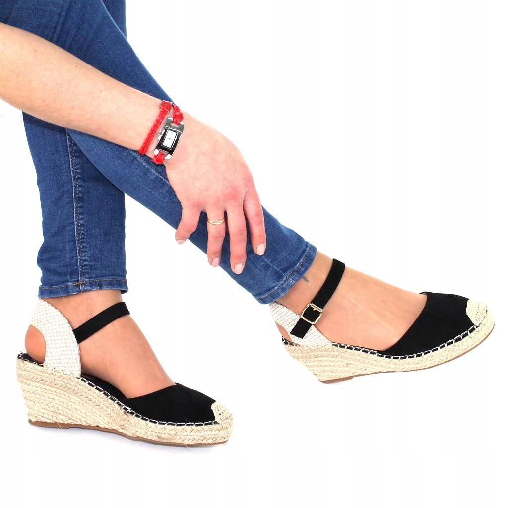 

Zamszowe Sandały Wygodne Espadryle Na Koturnie 40