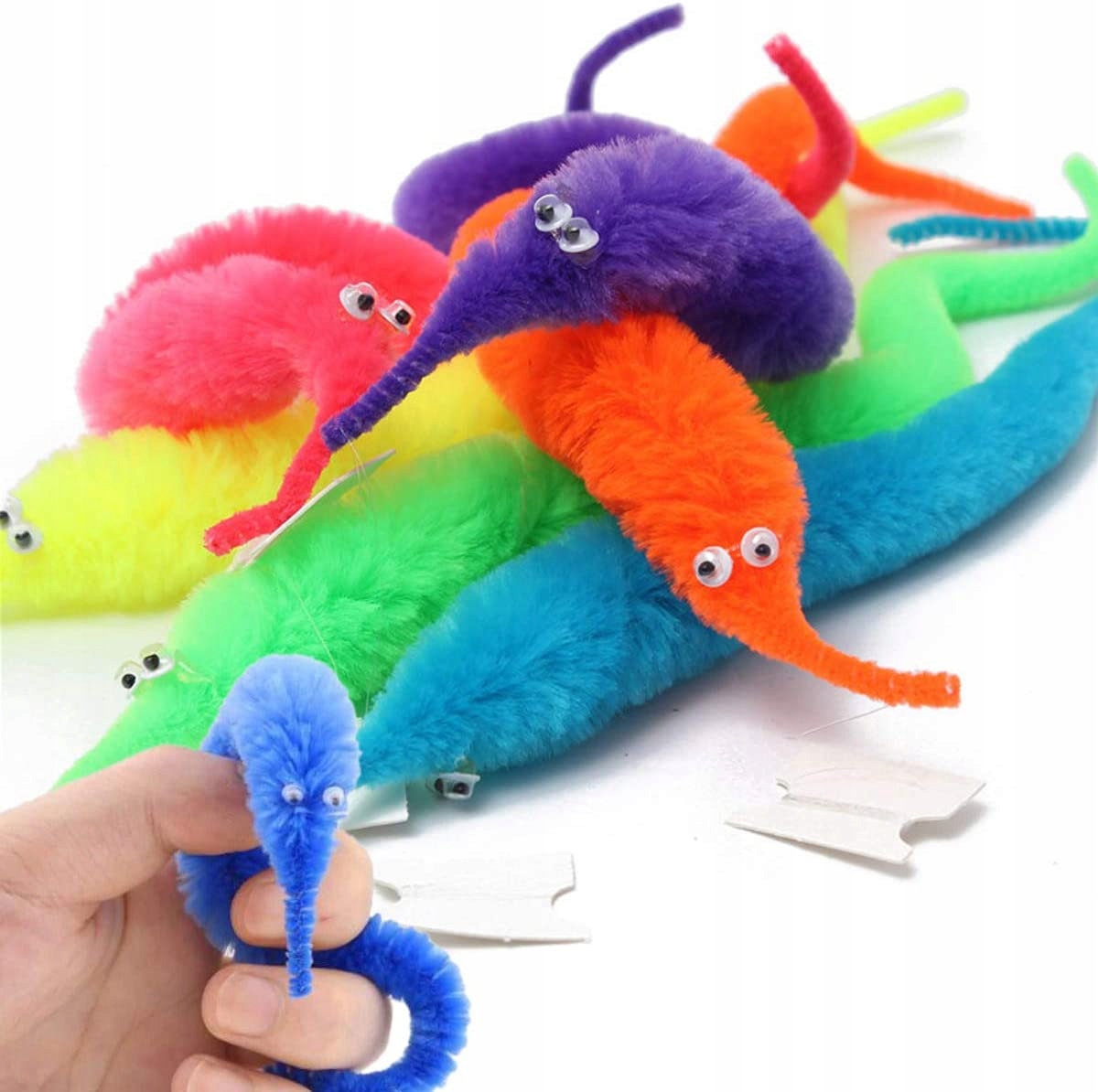 

Pluszowe Kolorowe Robaki Z Oczami MIX Diy 20 Szt