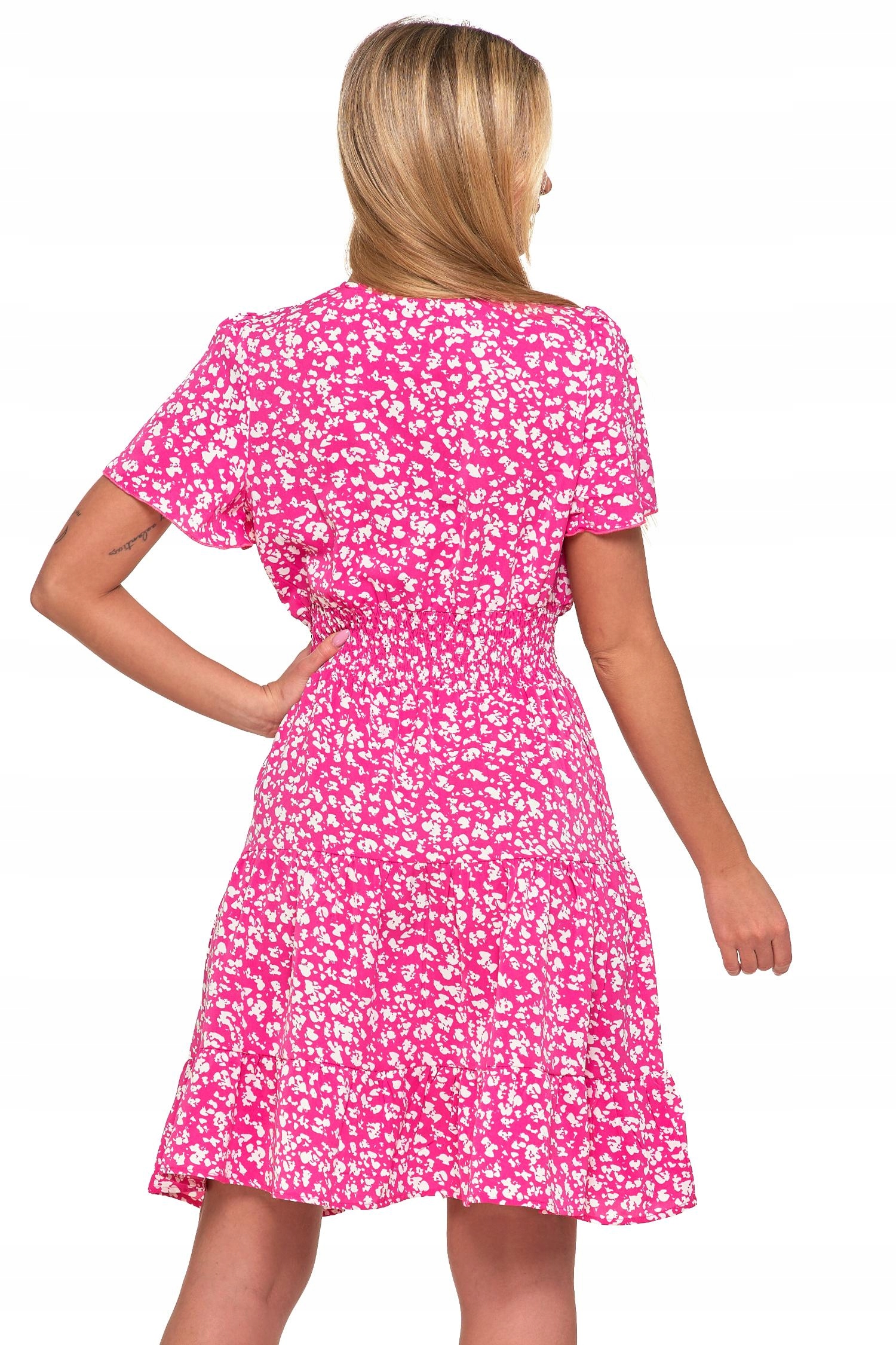 SUKIENKA DAMSKA ROZKLOSZOWANA Modny Motylkowy Rękaw Zwiewna Letnia MORAJ XL Kolekcja Letnia