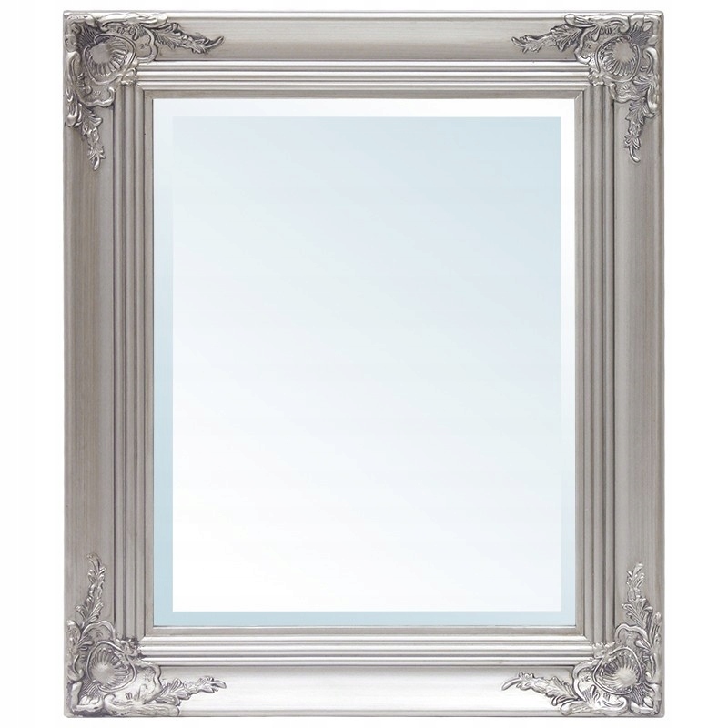 

Stylowe lustro w srebrnej zdobionej ramie