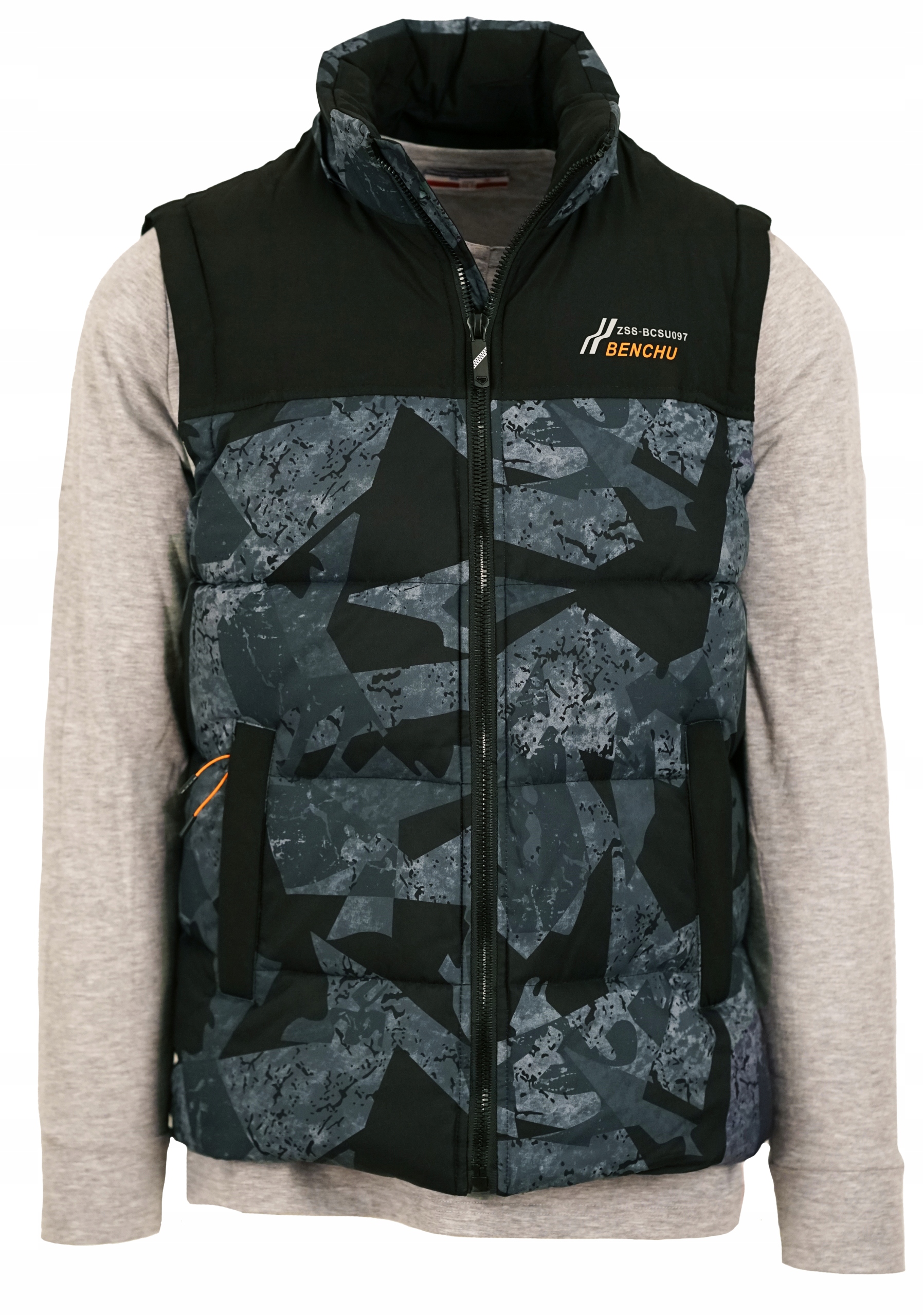 KAMIZELKA MĘSKA BEZRĘKAWNIK OCIEPLANY PIKOWANY OCIEPLACZ Z KAPTUREM L Materiał dominujący nylon