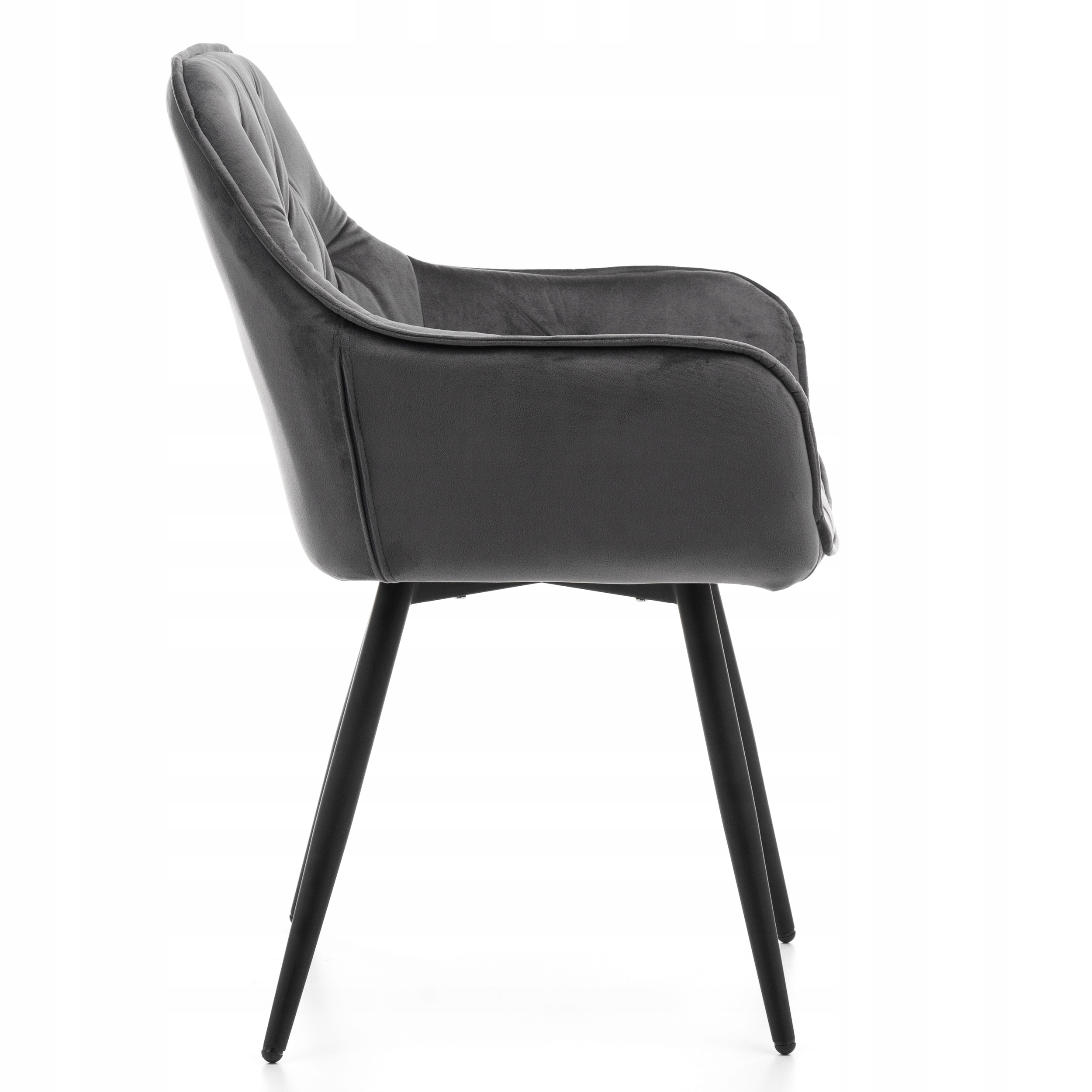 KRZESŁO TAPICEROWANE PIKOWANE DO SALONU JADALNI WELUROWE SZARE SIENA Wysokość mebla 87 cm