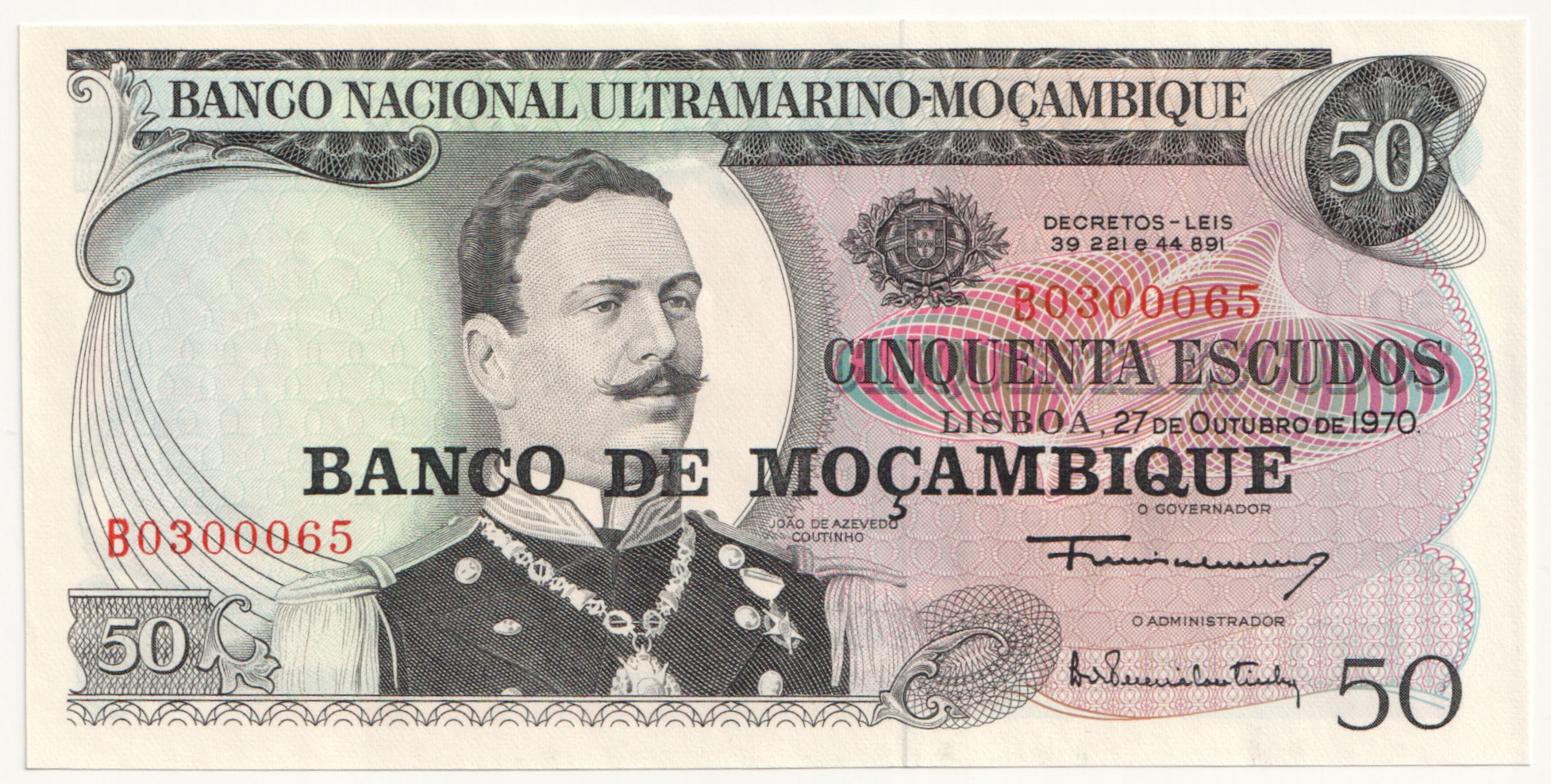 7.db.Mozambik, 50 Escudos 1970, P.111, St.1