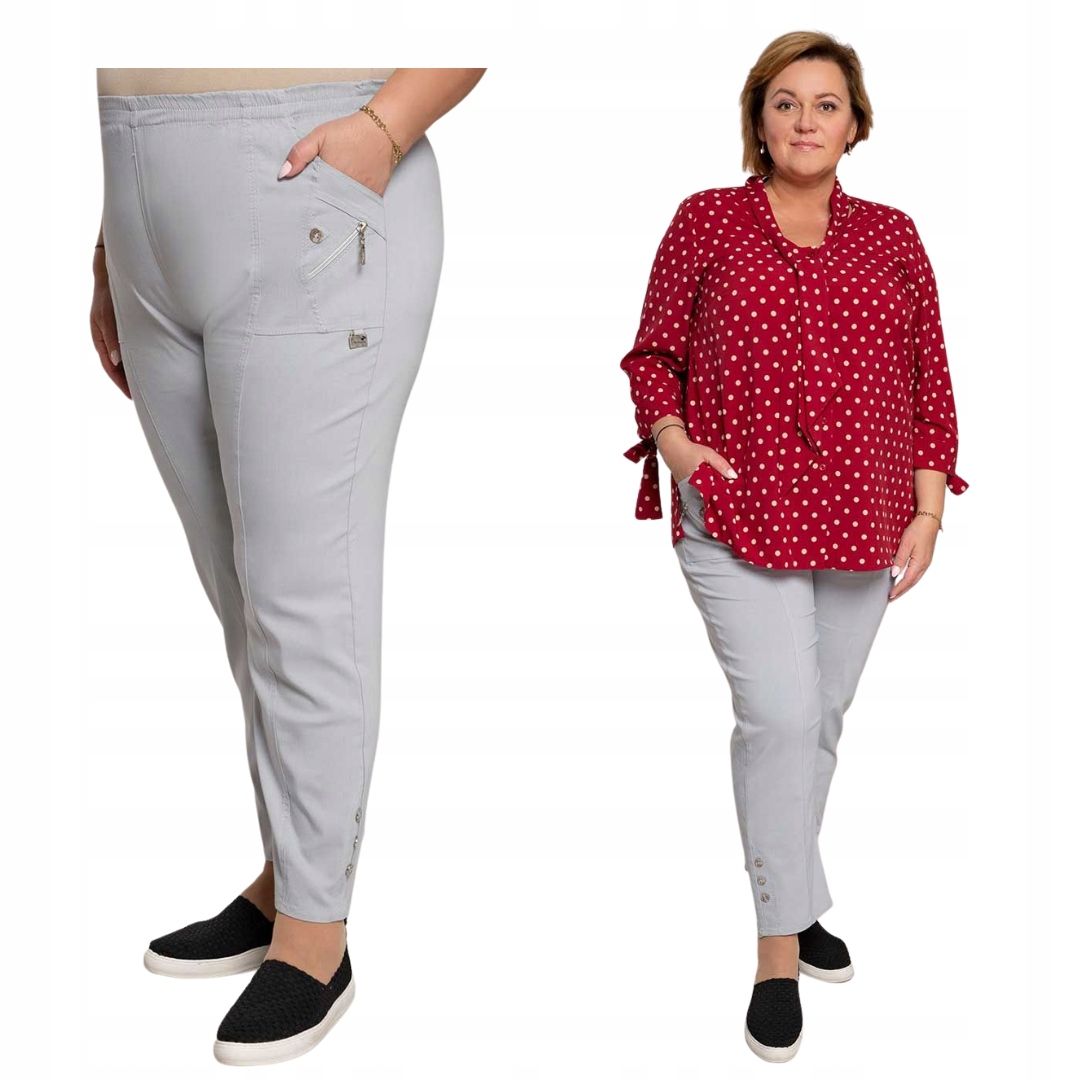 Dlouhé šedé kalhoty s kapsami 48