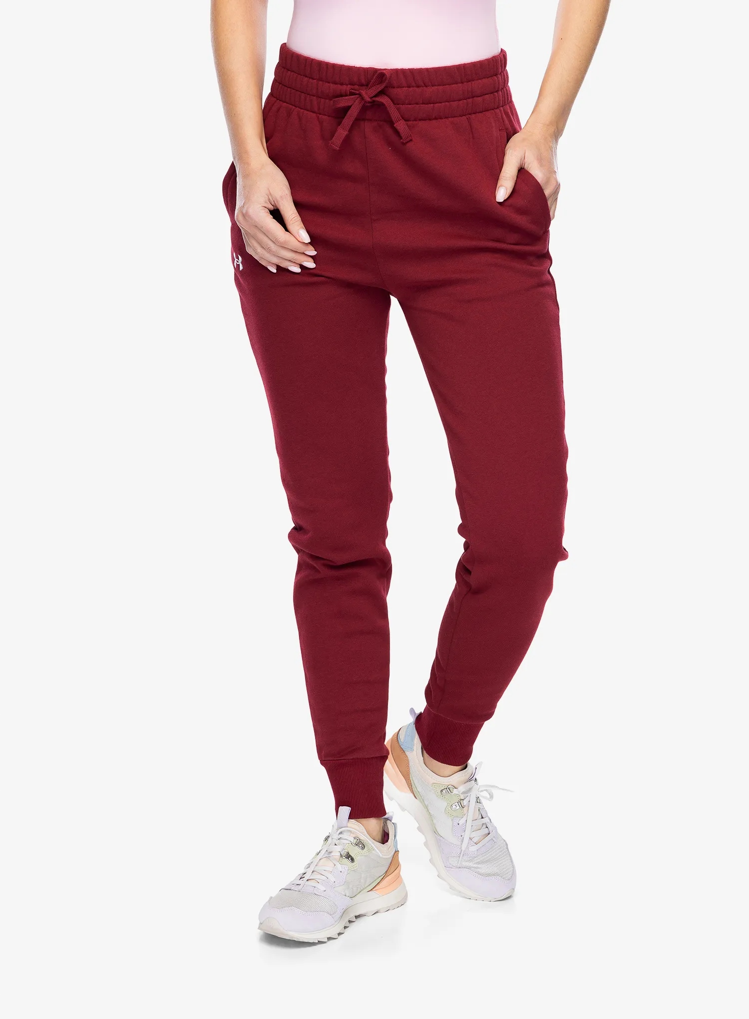 Dámské kalhoty Under Armour Rival Fleece Joggers cardinal/white Xs
