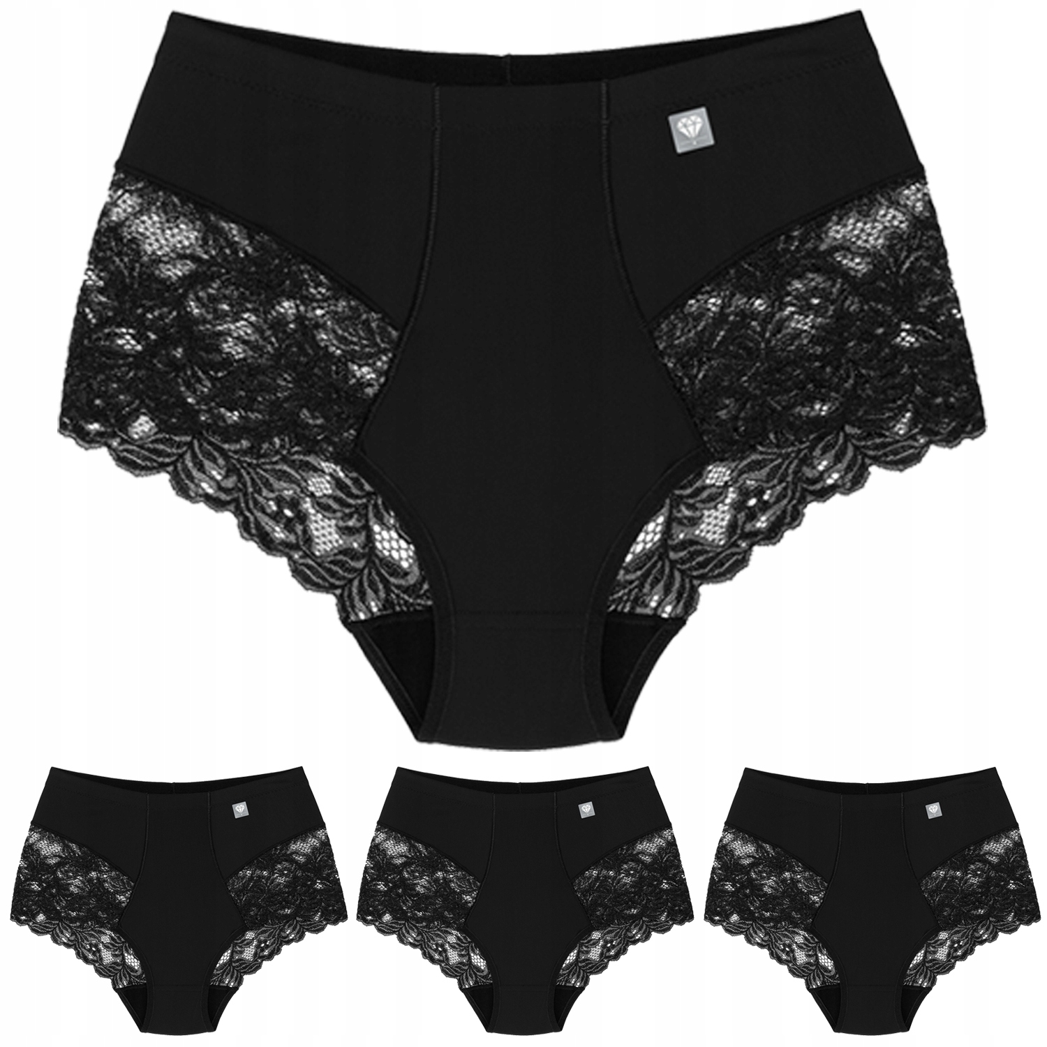 Wol-Bar Diamond 3506 3-pack černý XL Kalhotky vysoké kalhotky