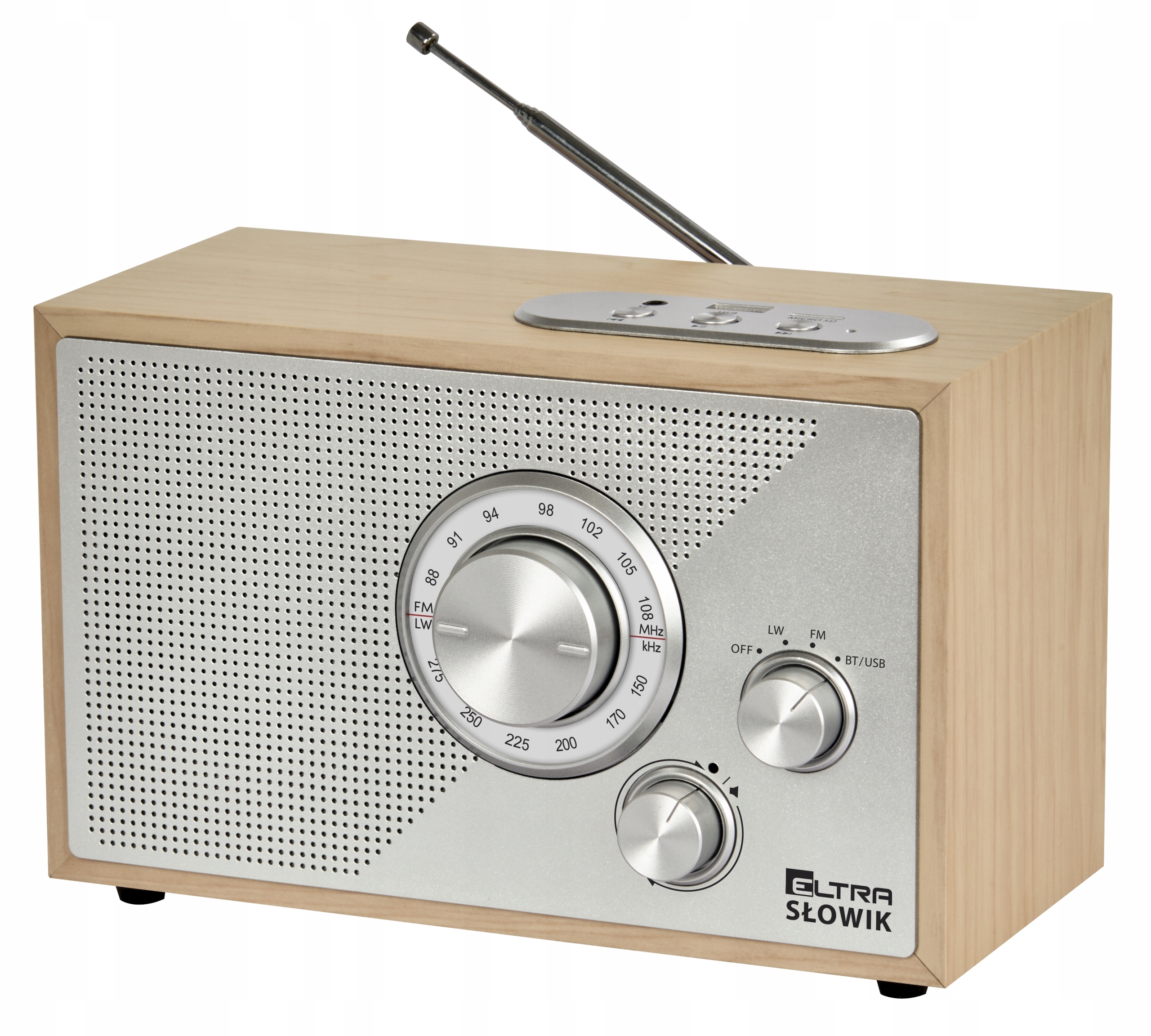 Radio sieciowe Fm/lw MP3 Usb microSD Bluetooth Eltra Słowik jasny brąz