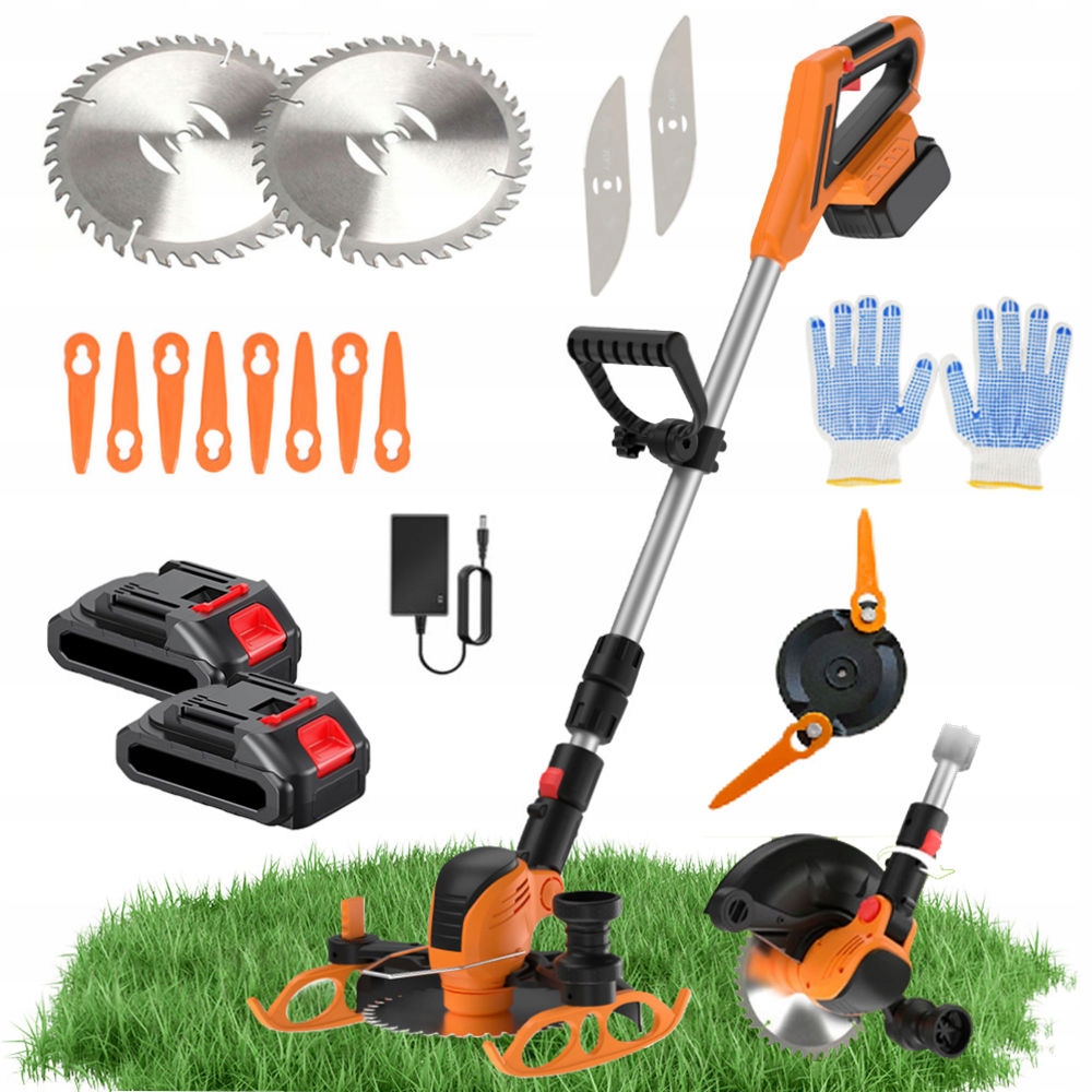 Akumulátorový Vyžínač Kosa Křovinořez Na Kolech Na Trávu 2xAKU Čepele