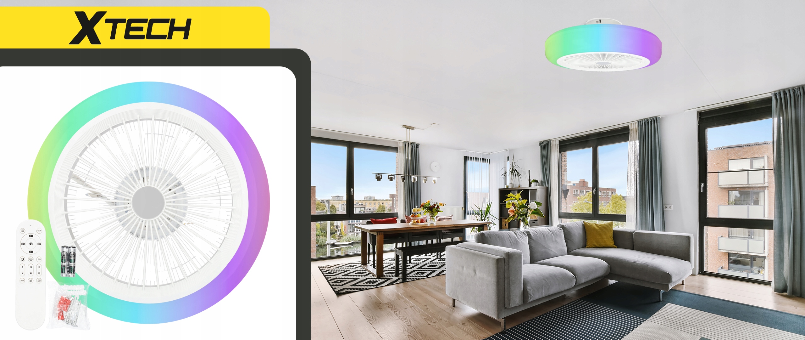 WENTYLATOR SUFITOWY WIATRAK LAMPA PLAFON LED RGB Liczba trybów prędkości 6