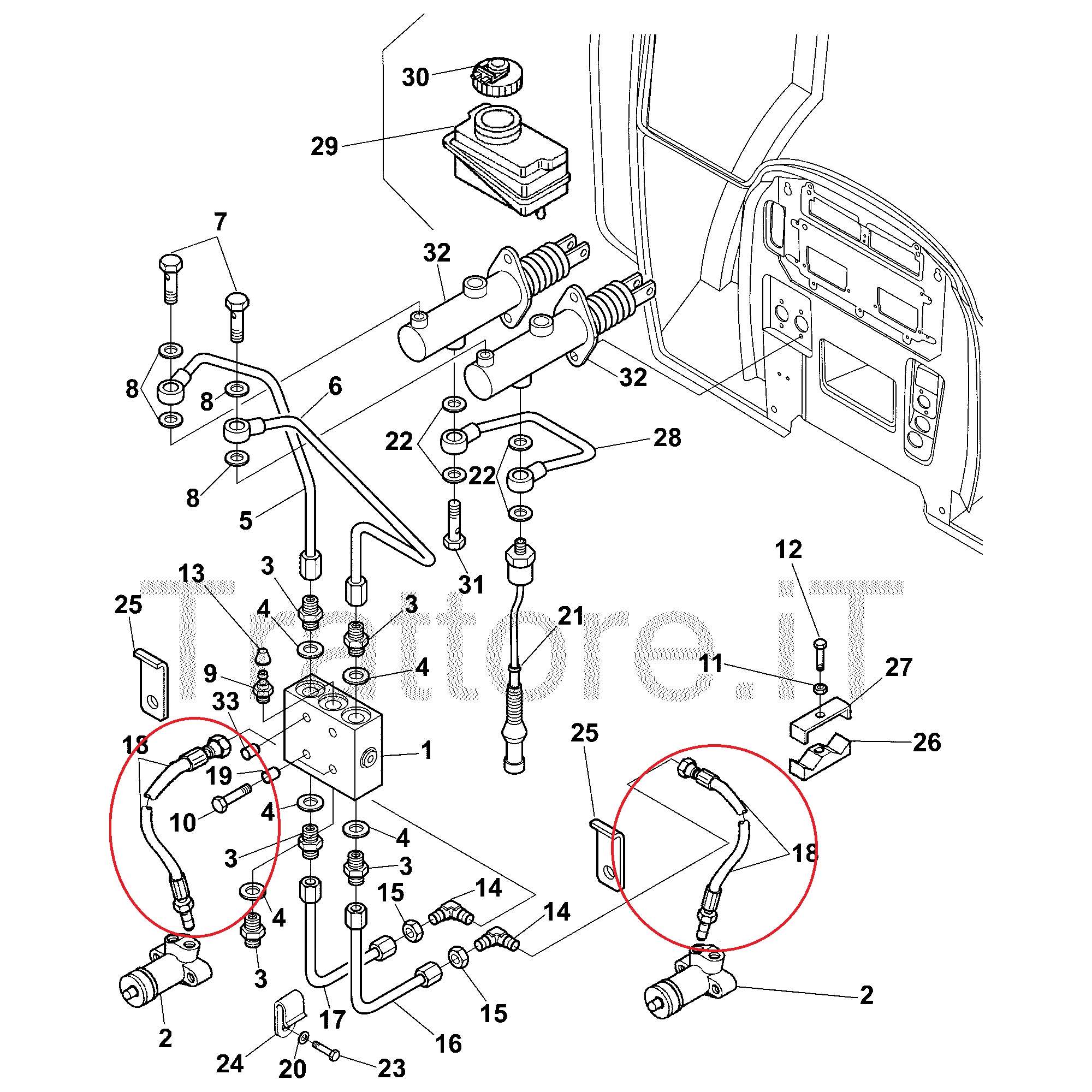 3551462M91 - ЛИНИЯ ТОРМОЗНОГО ЦИЛИНДРА LANDINI MCCORMICK