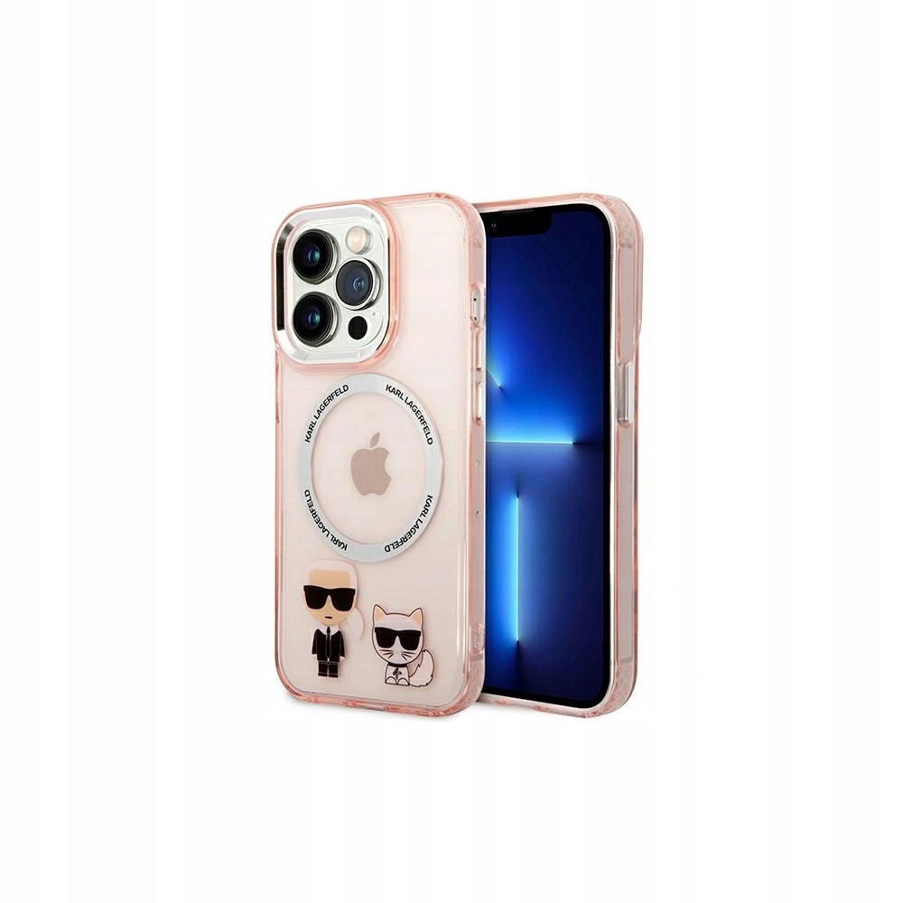 Pouzdro Karl Lagerfeld pro iPhone 14 Pro Max Aluminium MagSafe Růžové