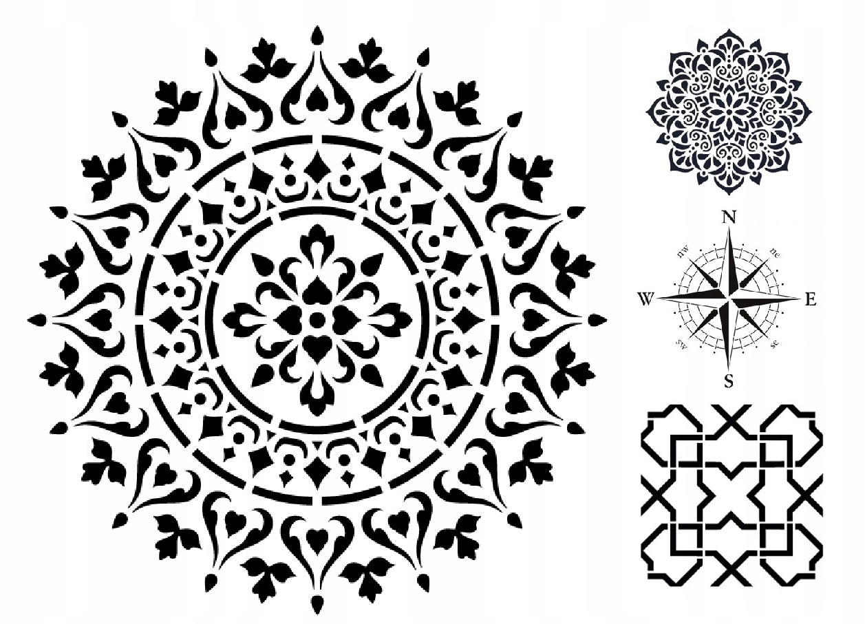 Malířská šablona Mandala 92 cm Architektonický beton Omítka