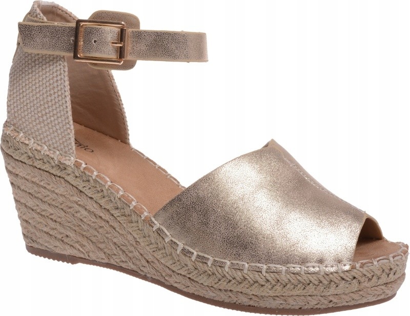 

Sandały Damskie Espadryle Na Koturnie złoty 38