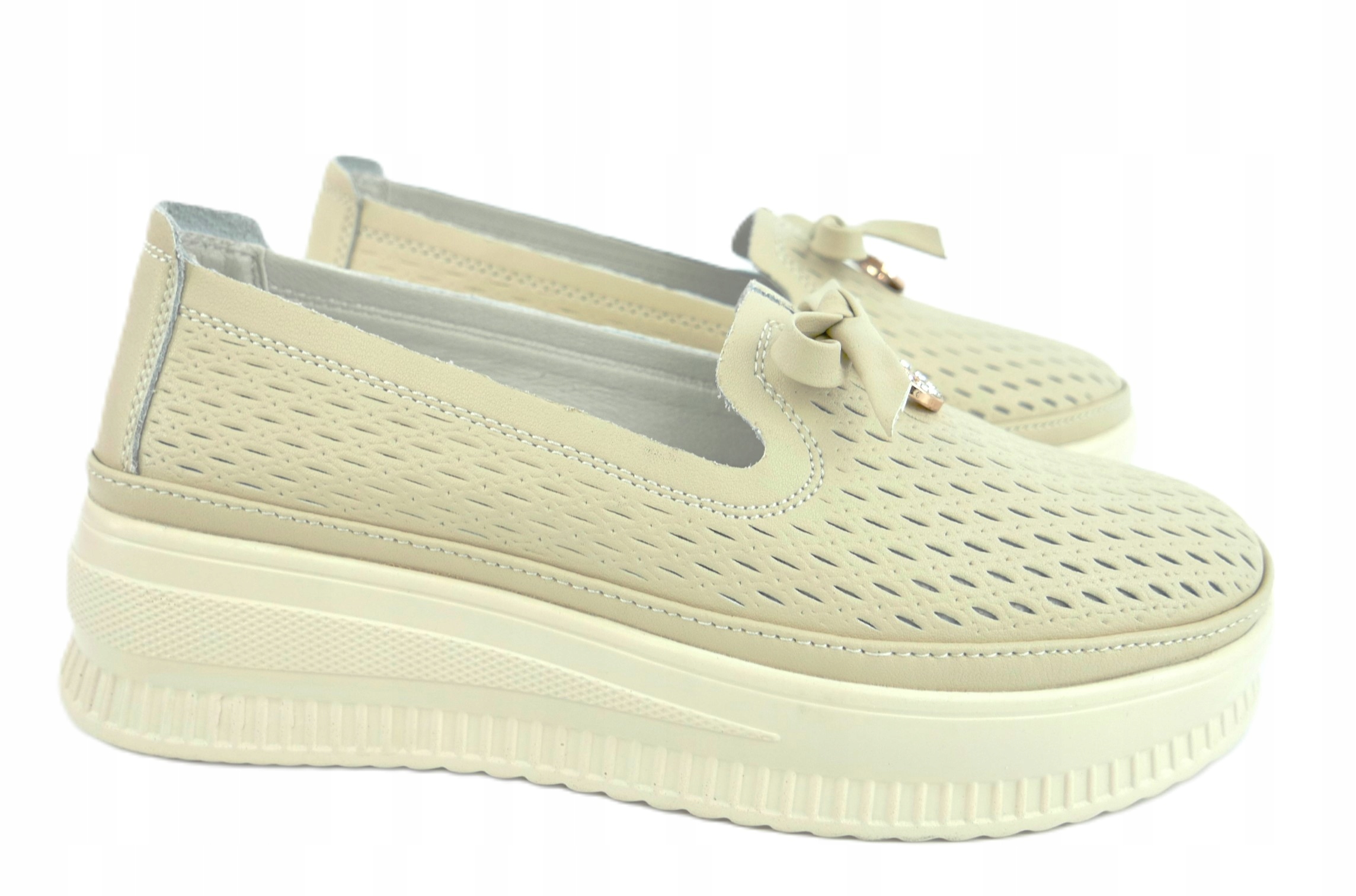 Goodin Mokasíny Dámské Polobotky Přírodní Kůže Béžové R39