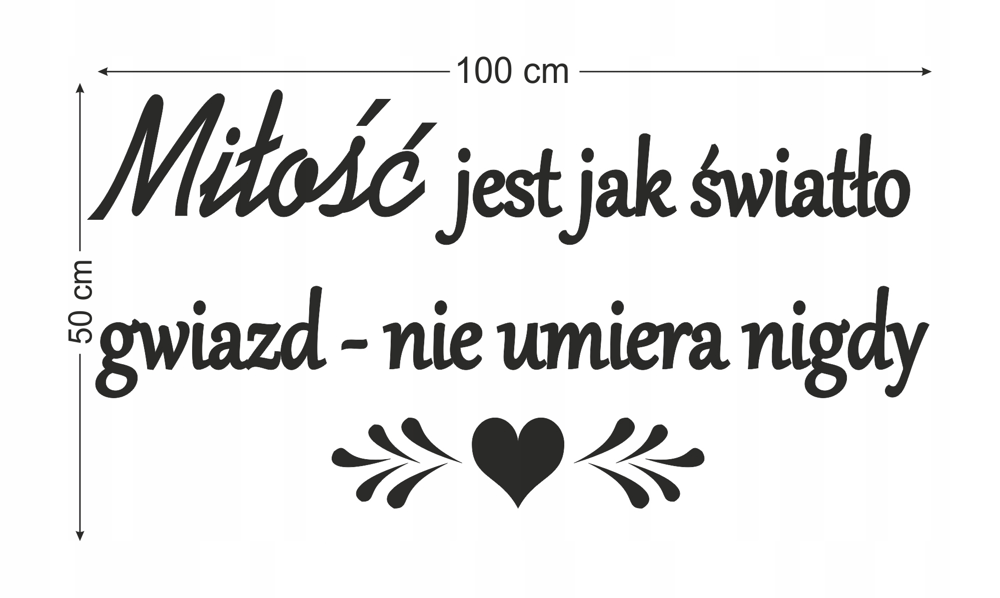 Naklejka na ścianę ścienna Cytat napis miłość Długość 50 cm
