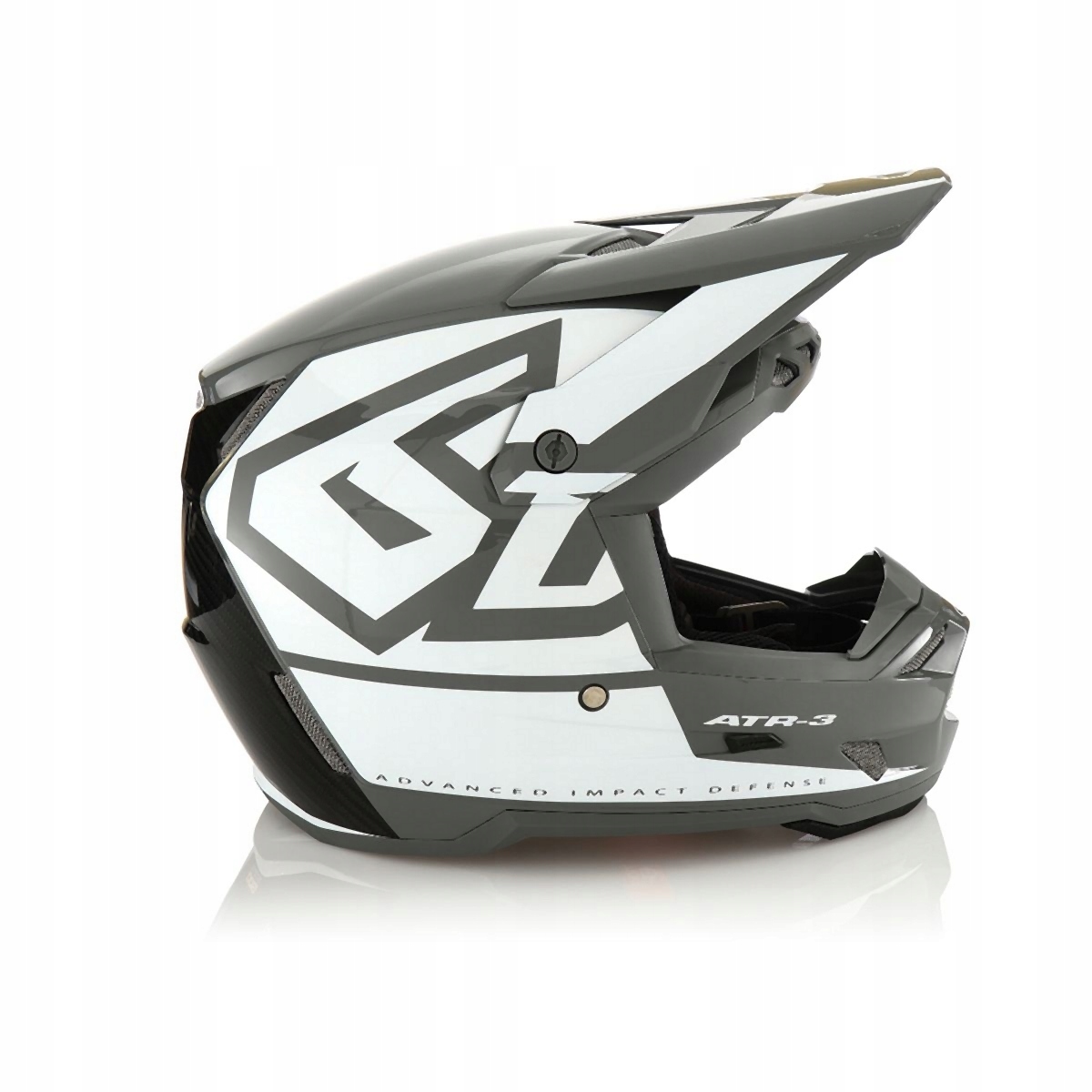 6D Helmets Prilba Cross/enduro Model ATR-3 Hex Gloss Biela Farba Čierna/šedá