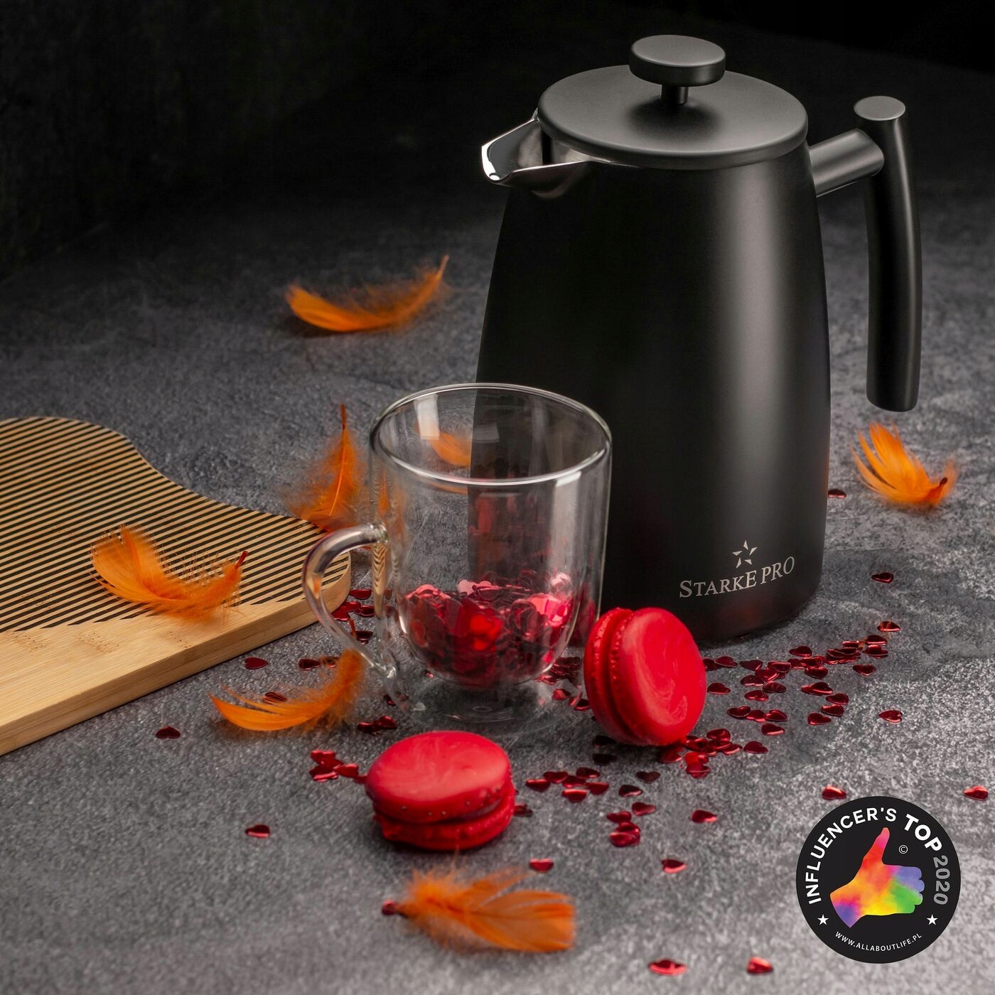 Duży ZAPARZACZ DO KAWY tłokowy FRENCH PRESS funkcja termos 2w1 Encora 1L Marka Starke Pro