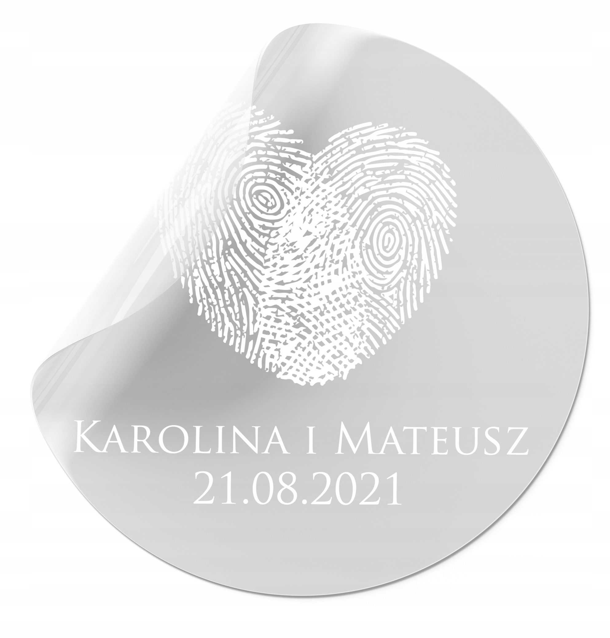 

Naklejki Dziękujemy Wesele bezbarwne imiona Biały