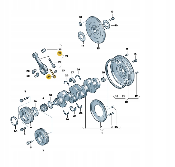 ORYGINALNA ŚRUBA STOPY KORBOWODU 050105425A ASO Numer katalogowy części 050105425A