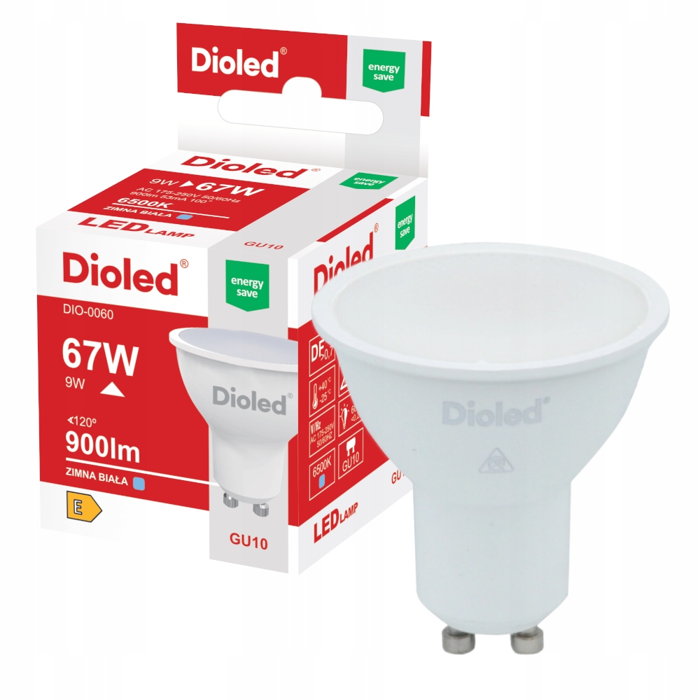 

Żarówka Led GU10 9W=67W barwa zimna 900lm