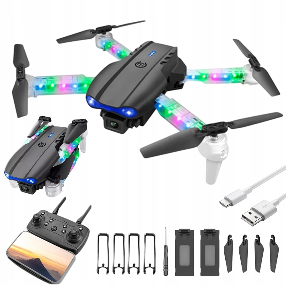 Dron 2 Kamery Hračka Rc Pro Děti Vznášení 100 m Wifi Fpv 1800 mAh 2 x Baterie