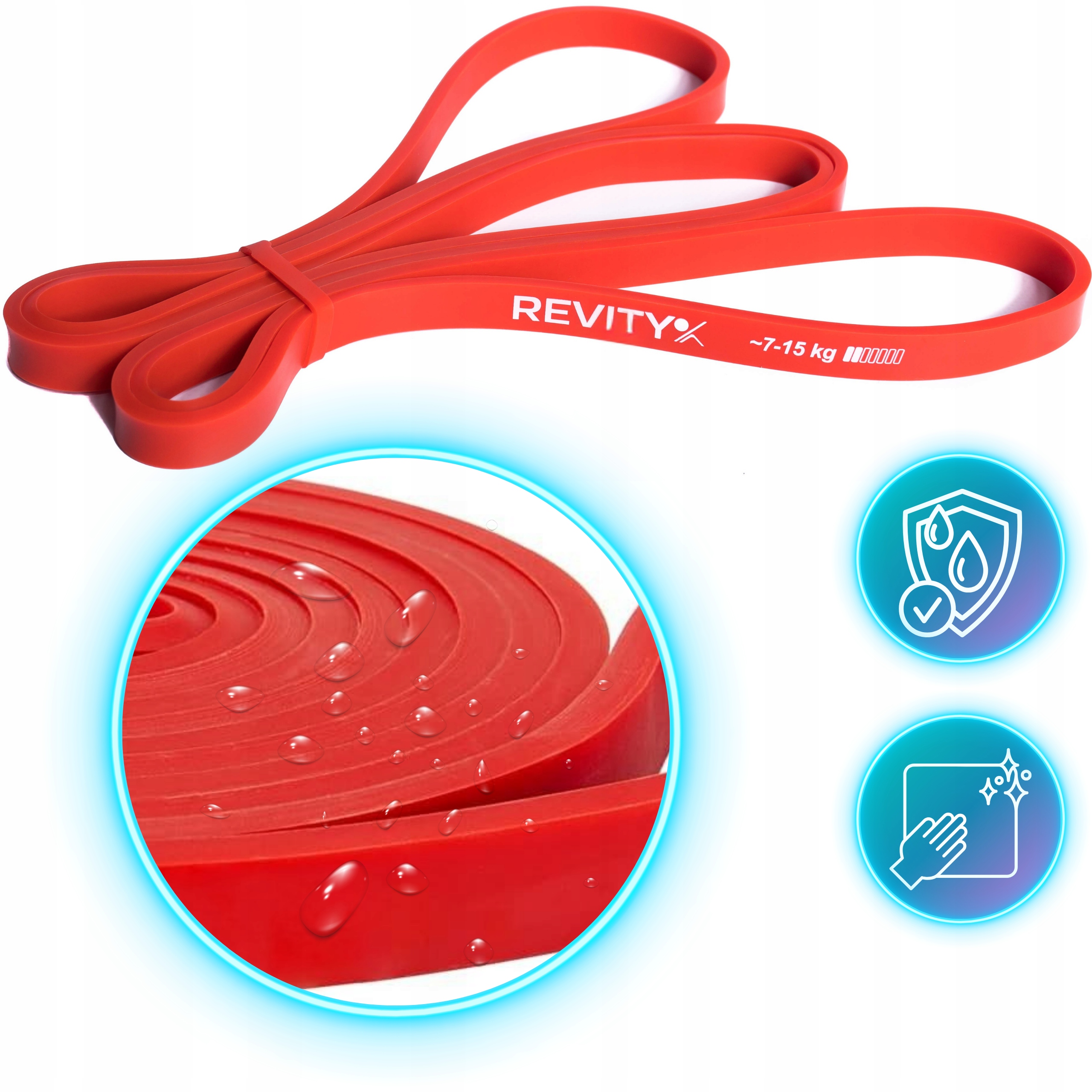 TAŚMA GUMA OPOROWA DO ĆWICZEŃ FITNESS CROSSFIT REHABILITACJI CZERWONA Kod producenta R2_2