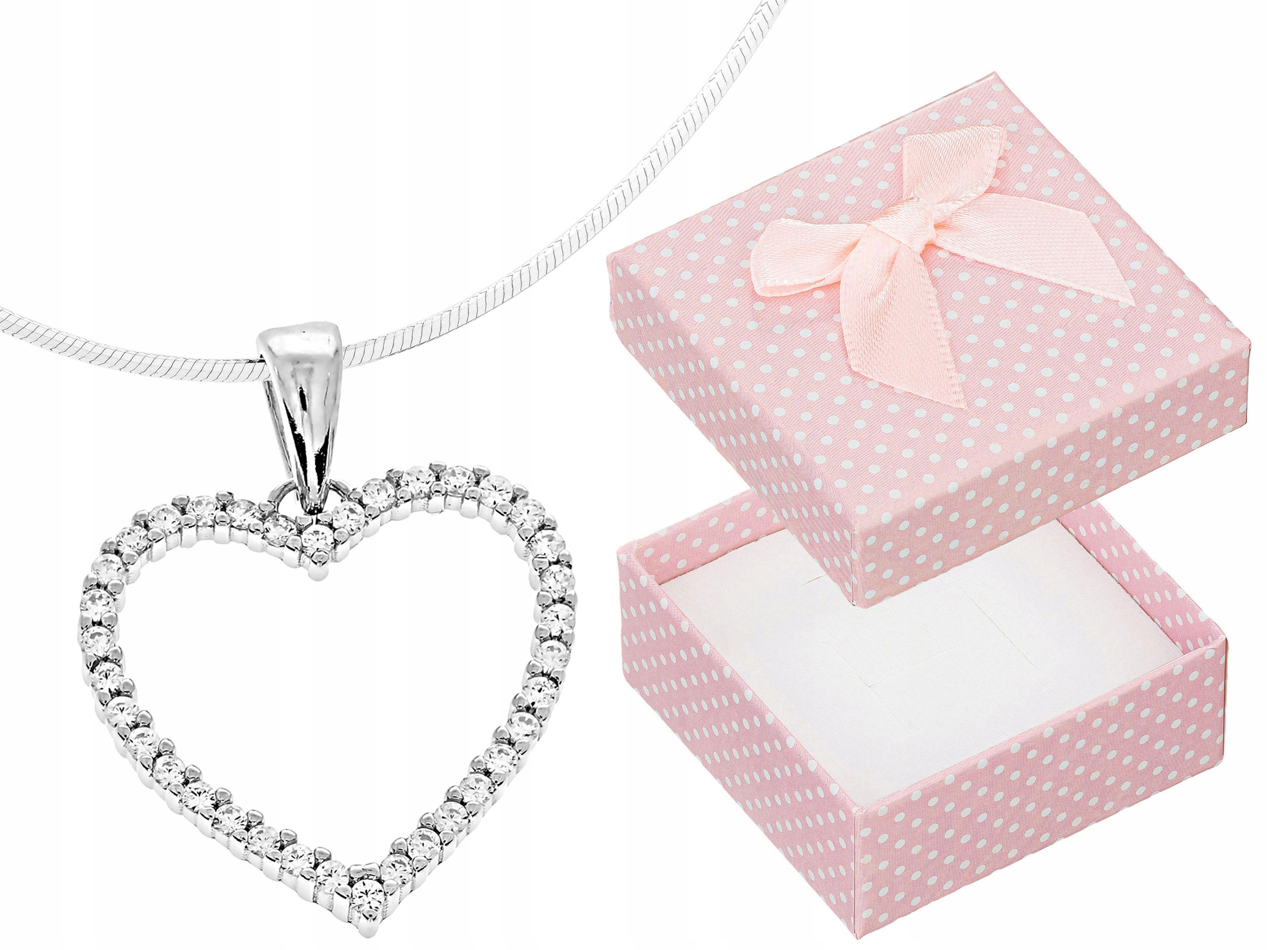 Krátký Stříbrný Dámský Náhrdelník Velké Srdce se Zirkony Srdíčko Stříbro 45