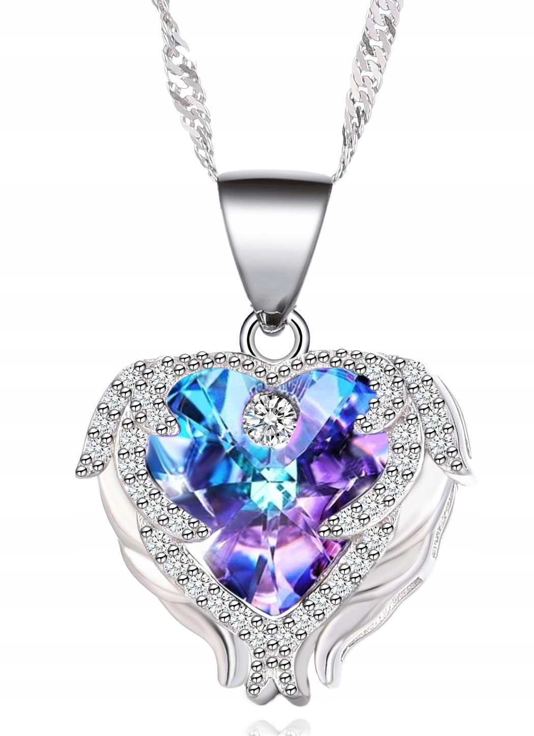 Naszyjnik Srebrny Damski Łańcuszek Z Zawieszka Serce Srebro Próba 925