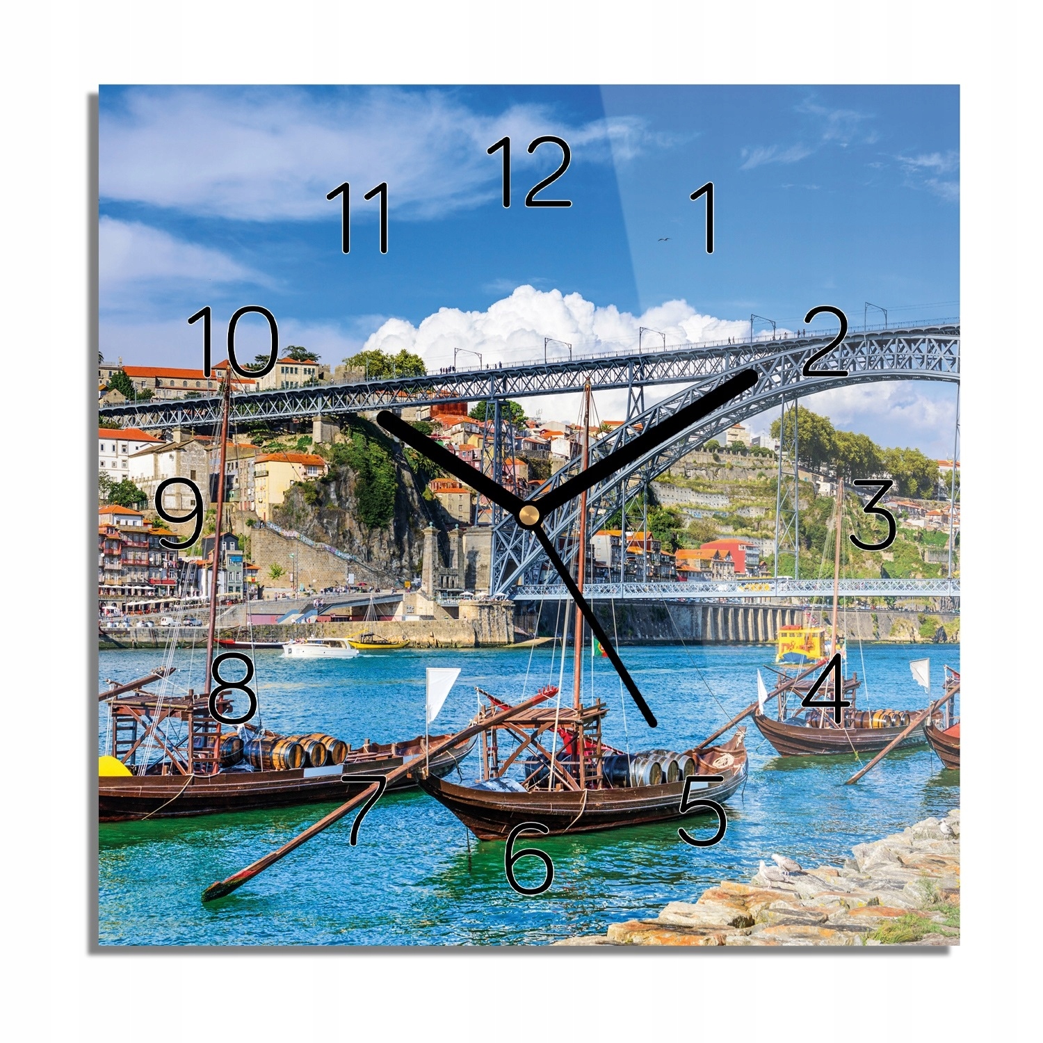 

Most miasto łódki foto-zegar kwadrat 30x30 z foto